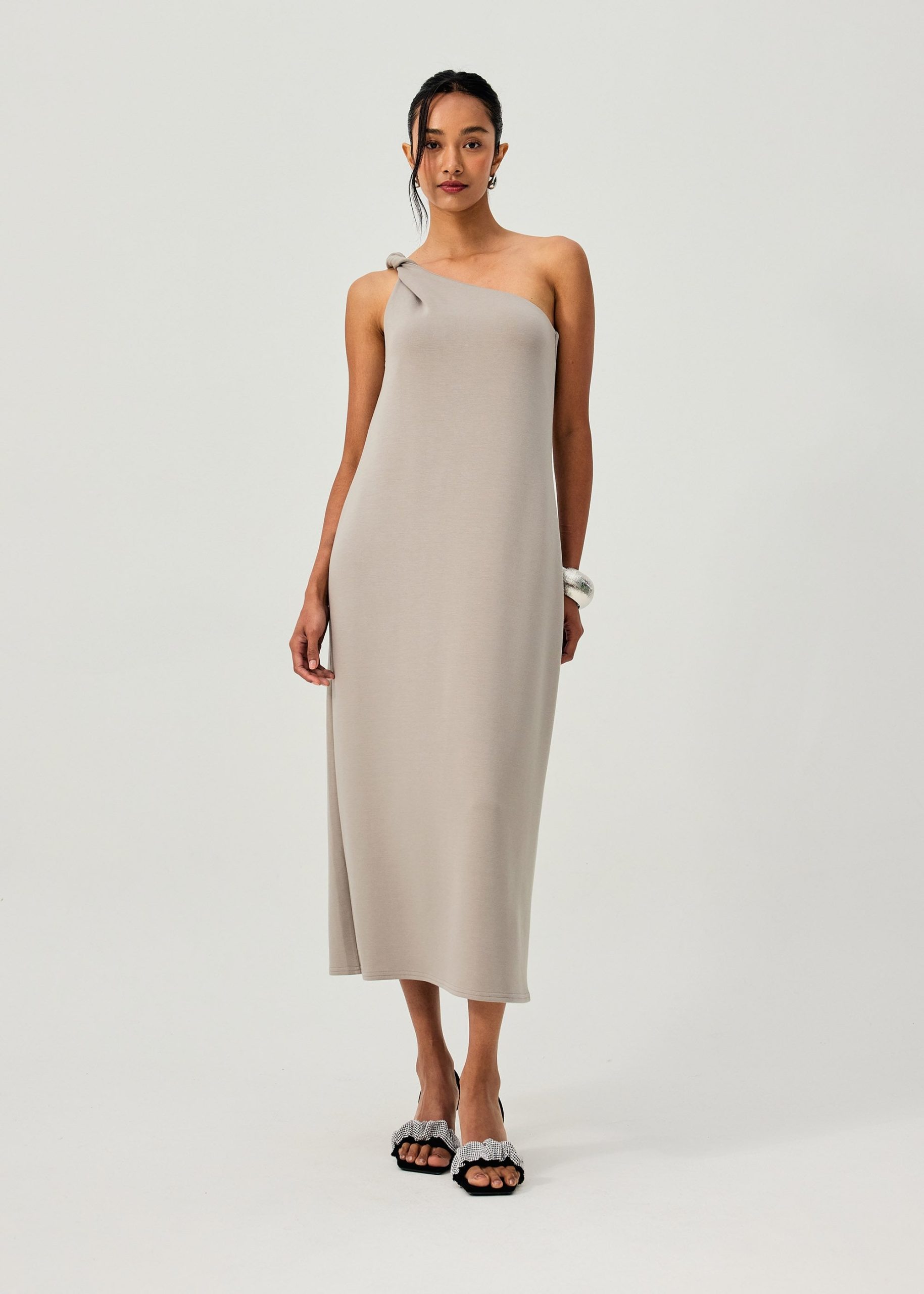 Tencel Shoulder Twist Toga Cocoon Maxi Dress - Image 11