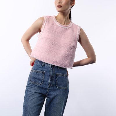 Maxine Jacquard Tweed Sleeveless Boxy Shell Top