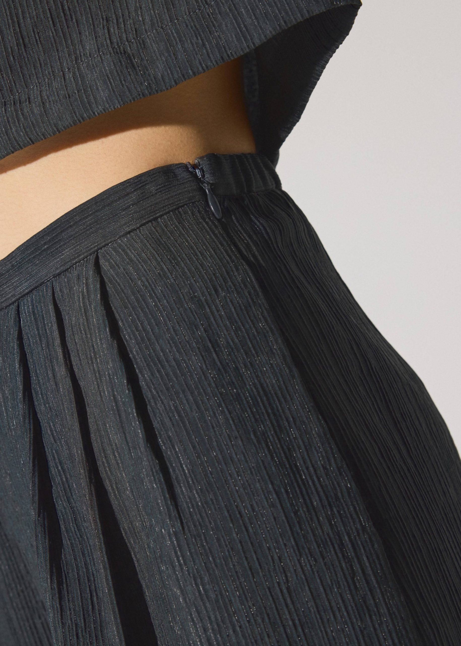 Elastic Textured Lyocell Mid Waist Straight Leg Pants - Image 7