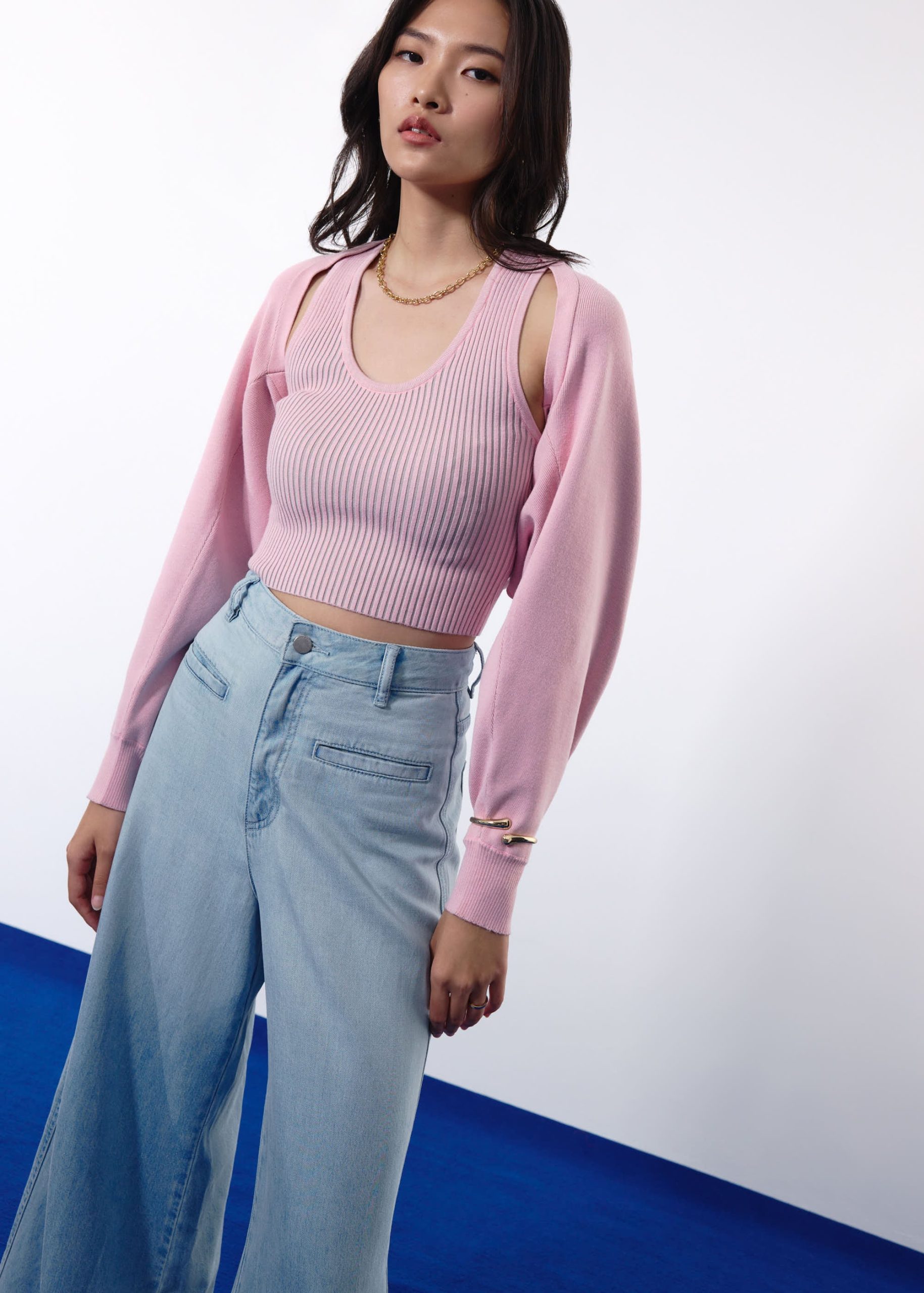 Relaxed Duo Knit Crop Cardigan - Image 7