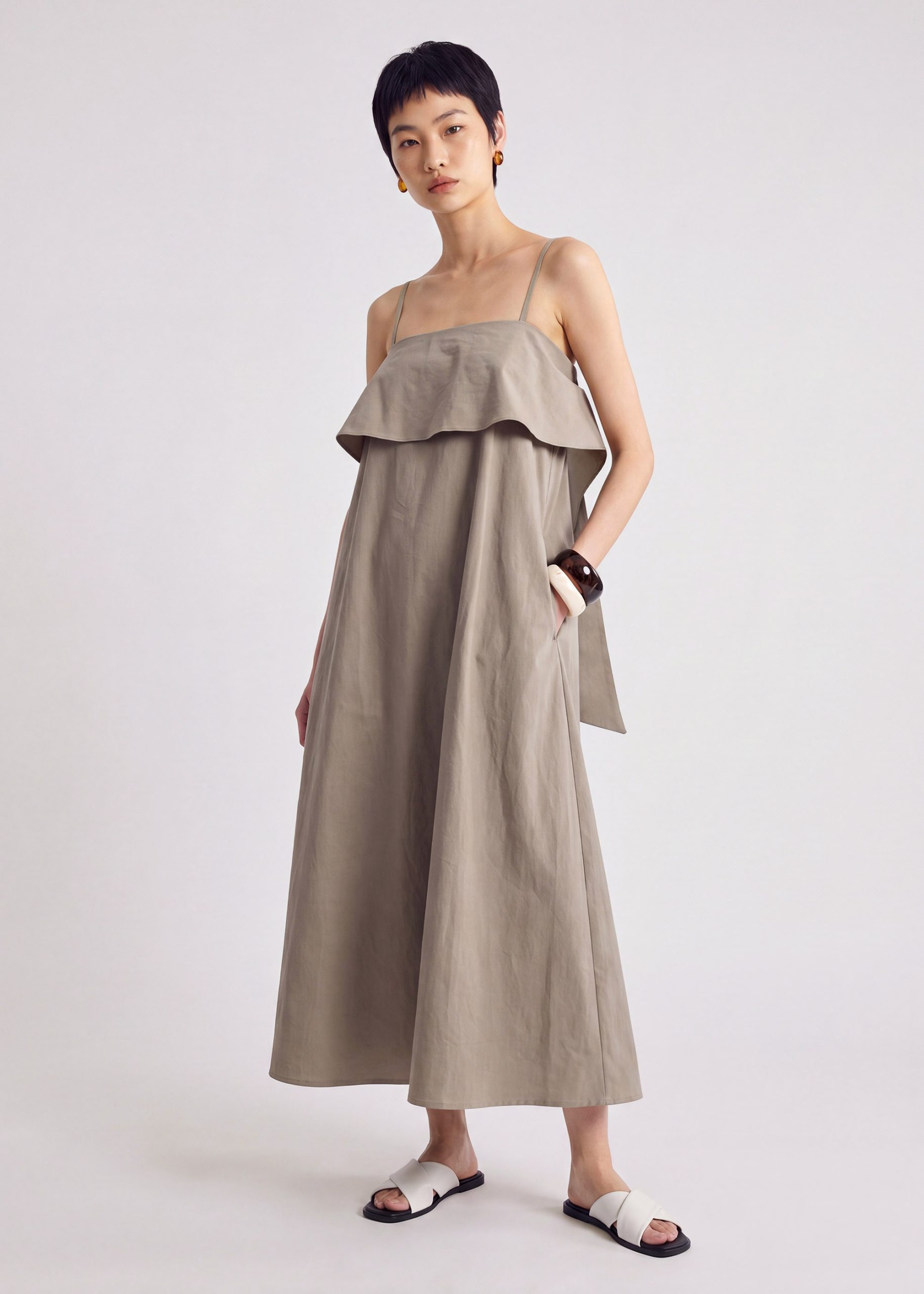 Ruffle Overlay Midi Dress - Image 8