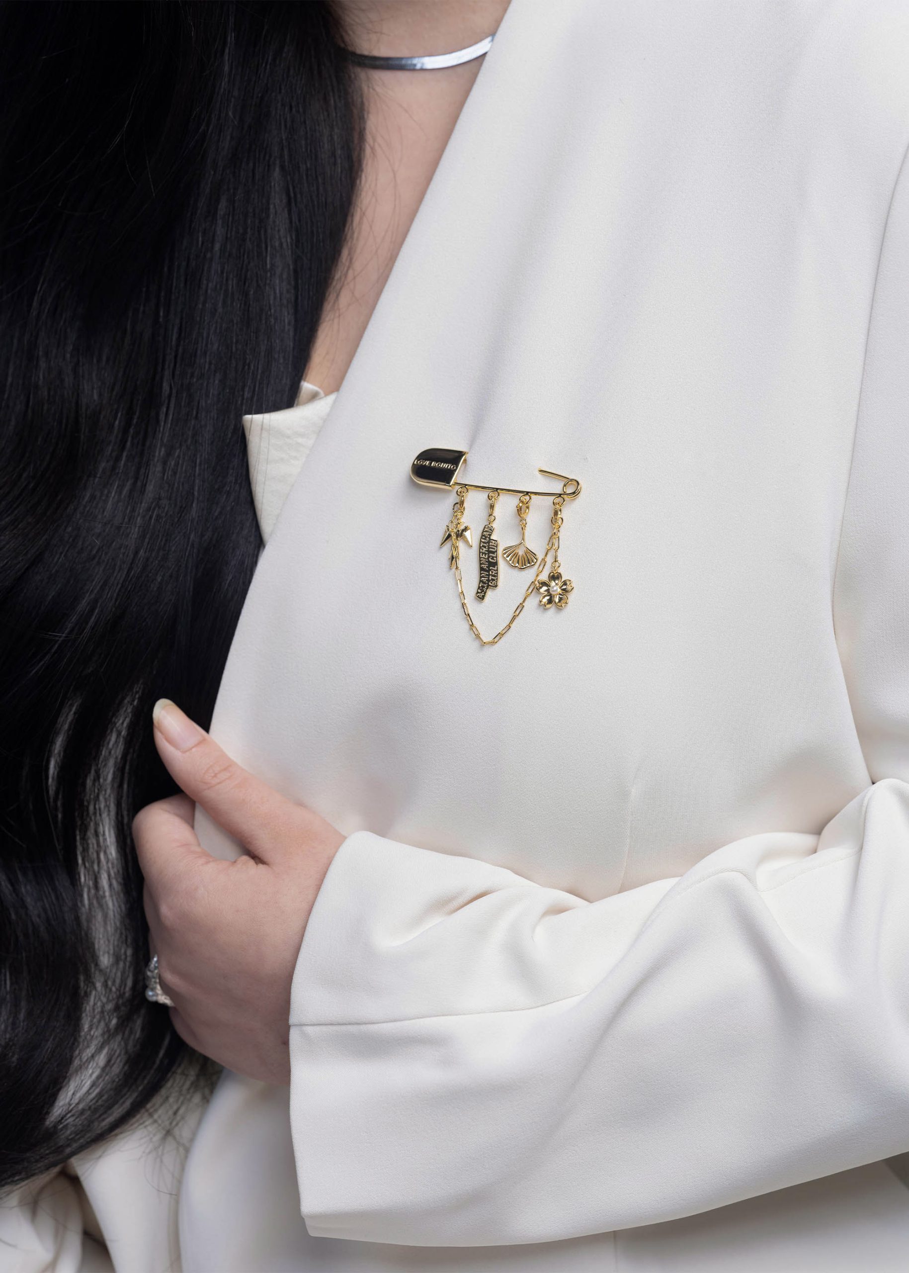 Love Bonito x AAGC Limited-edition RuchedReady® Moira Belted Collarless Blazer (in Tofu) - Image 2