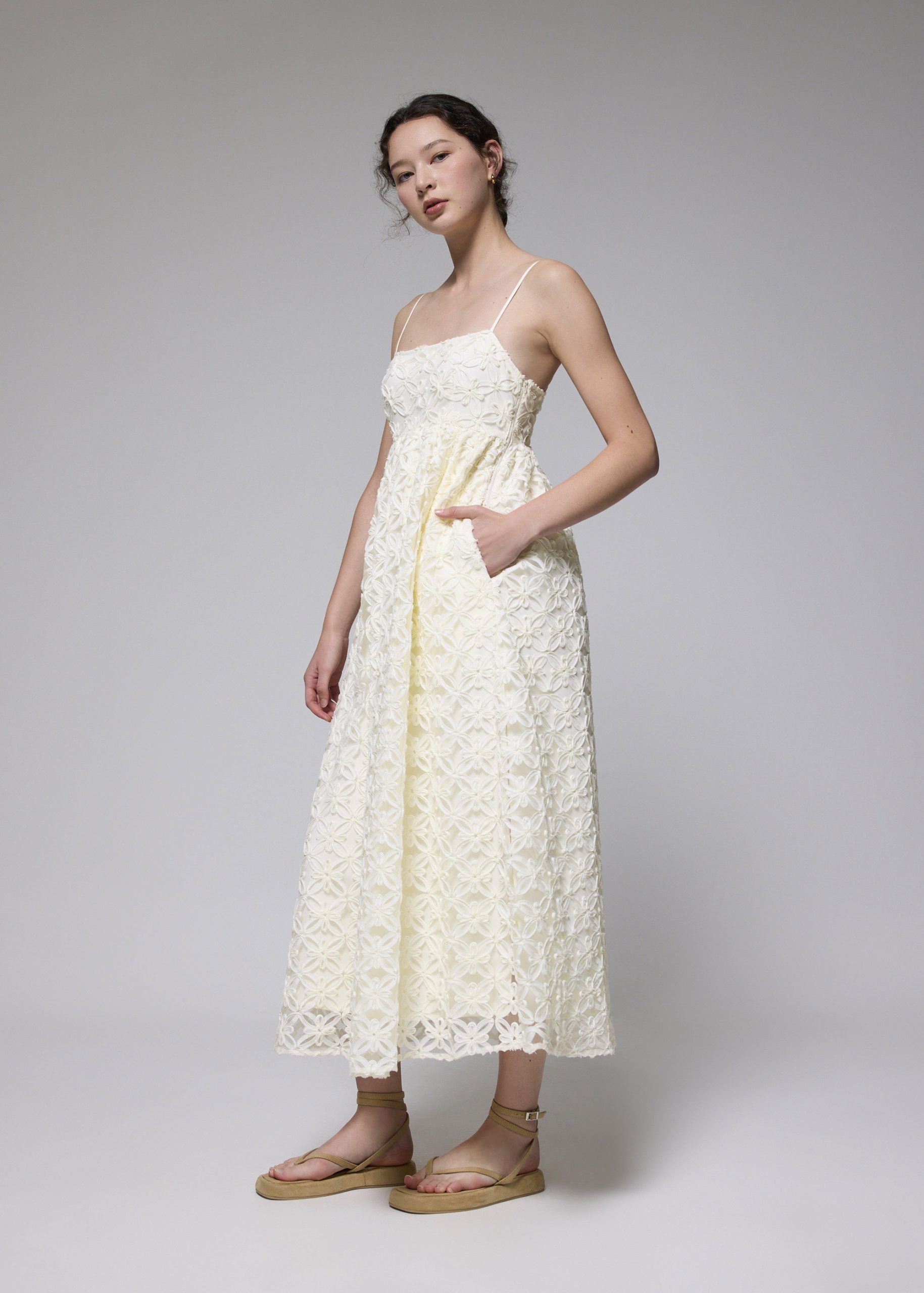 Lace Square Neck Fit & Flare Maxi Dress - Image 11