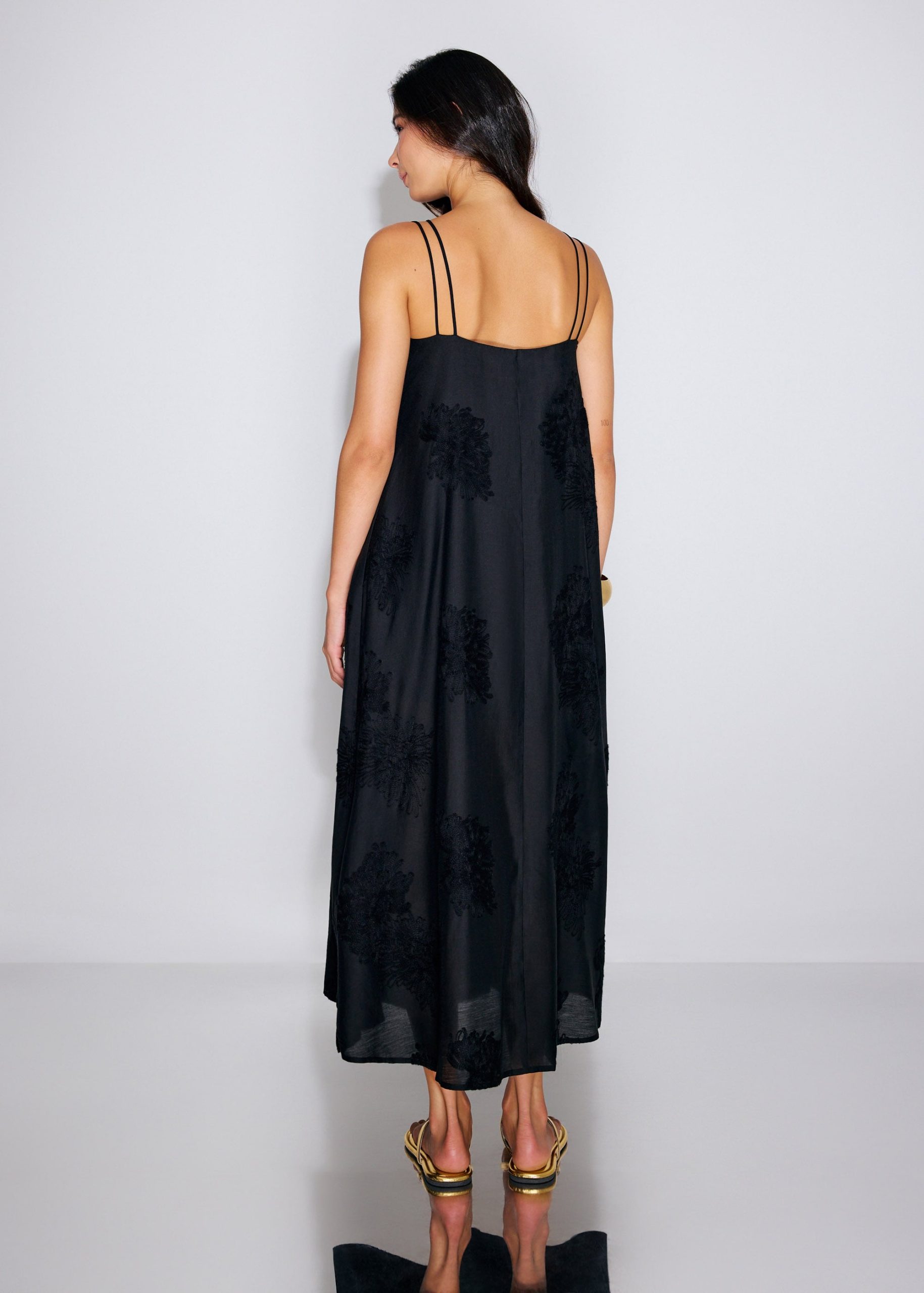 Embroidered Camisole Trapeze Maxi Dress - Image 3