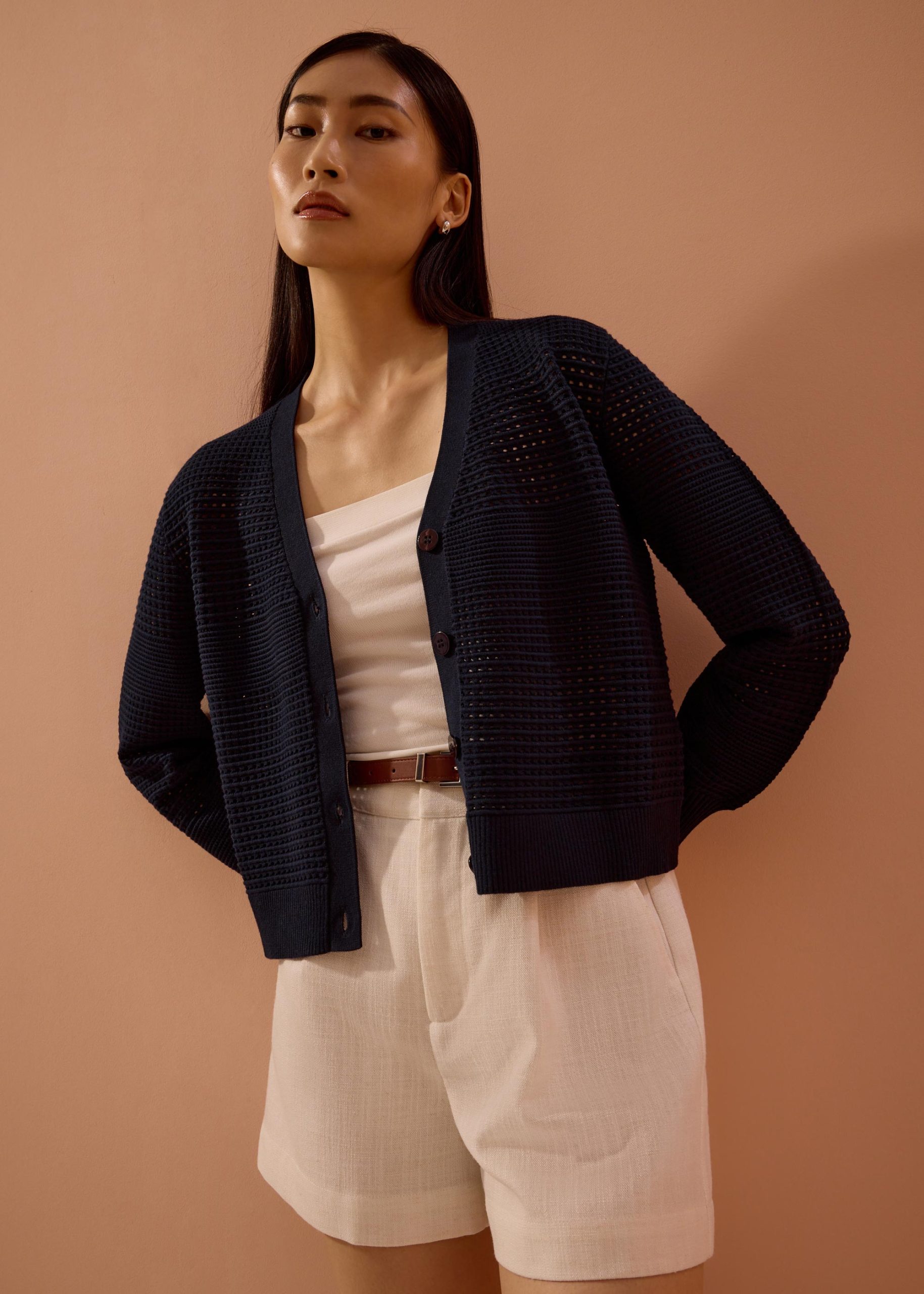 Relaxed Pointelle Knit Cardigan - Image 8