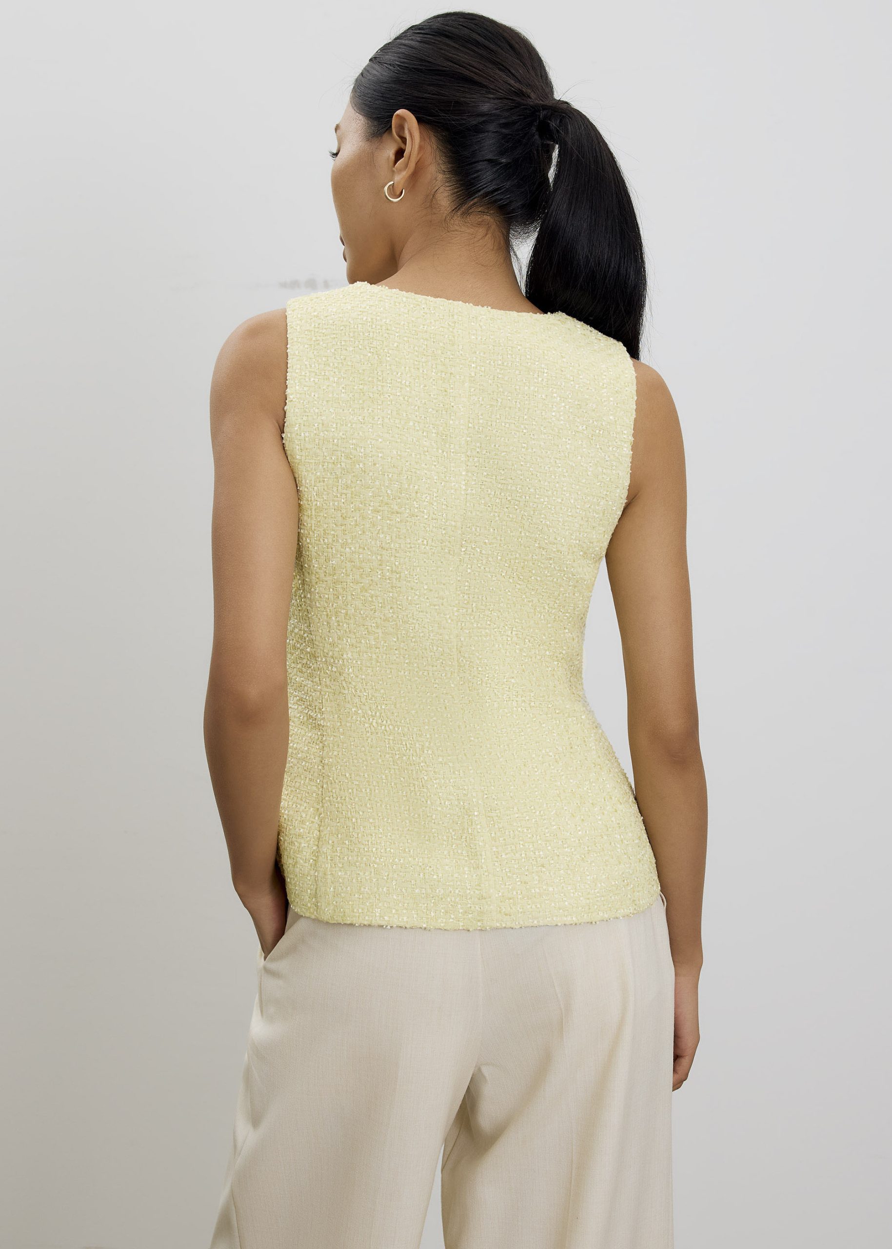 Fumiko Ribbon Tweed Vest Top - Image 19
