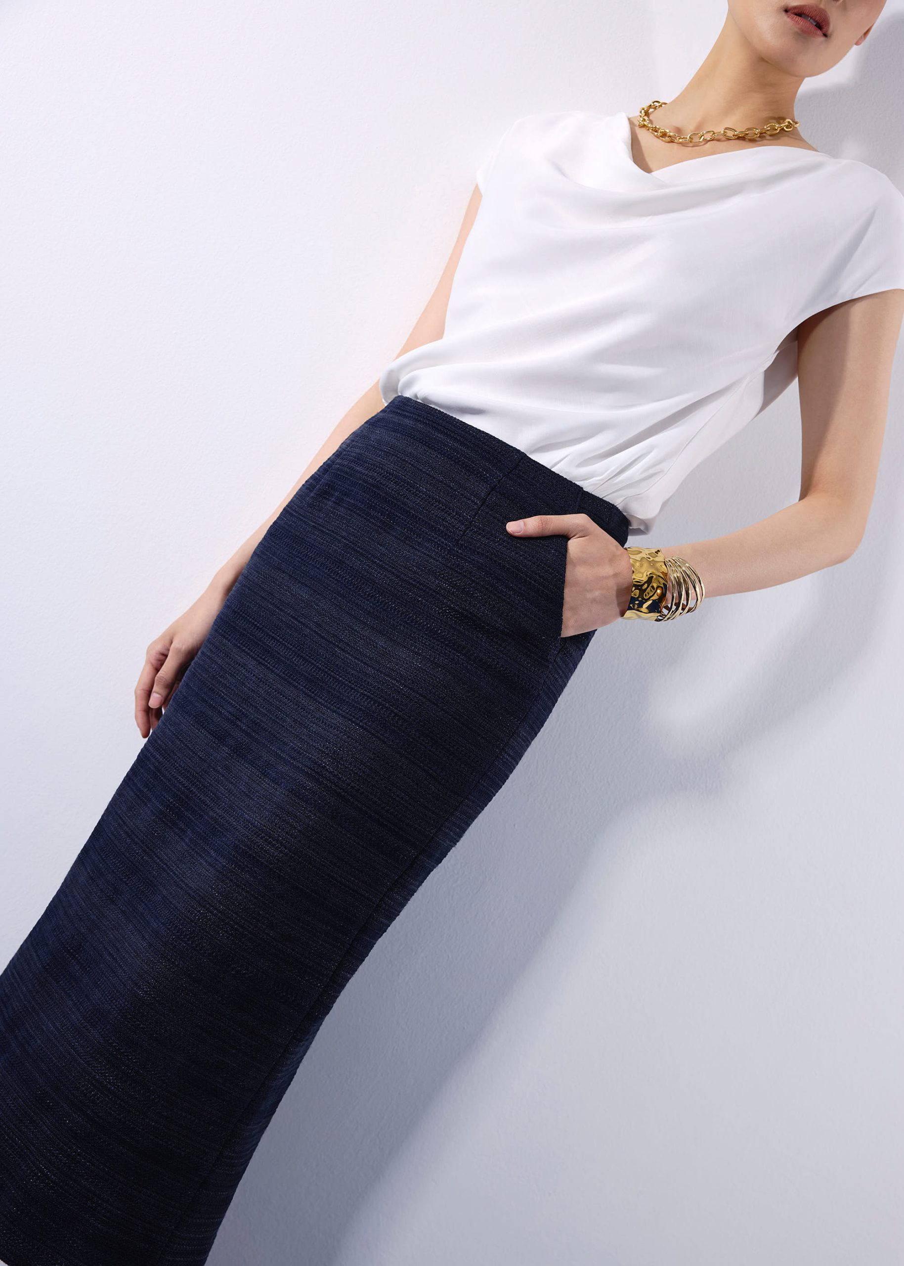 Amelia Jacquard Tweed Column Midi Skirt - Image 3