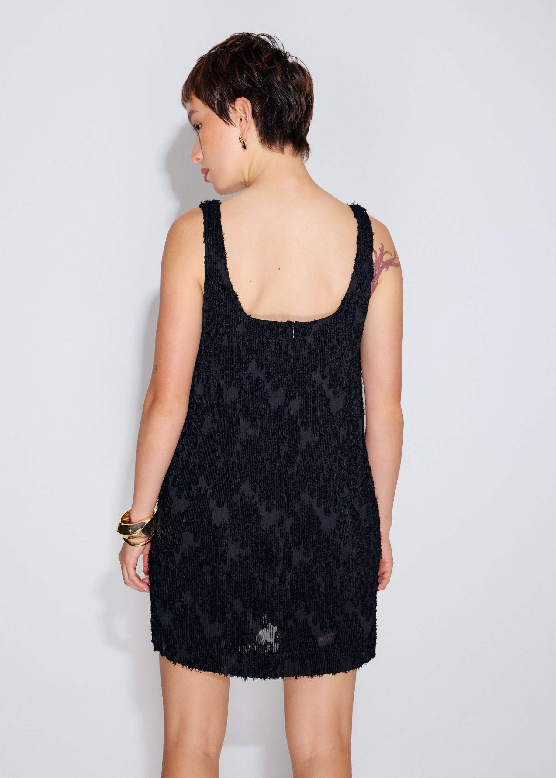 Textured Plisse Square Neck A-Line Romper - Image 4