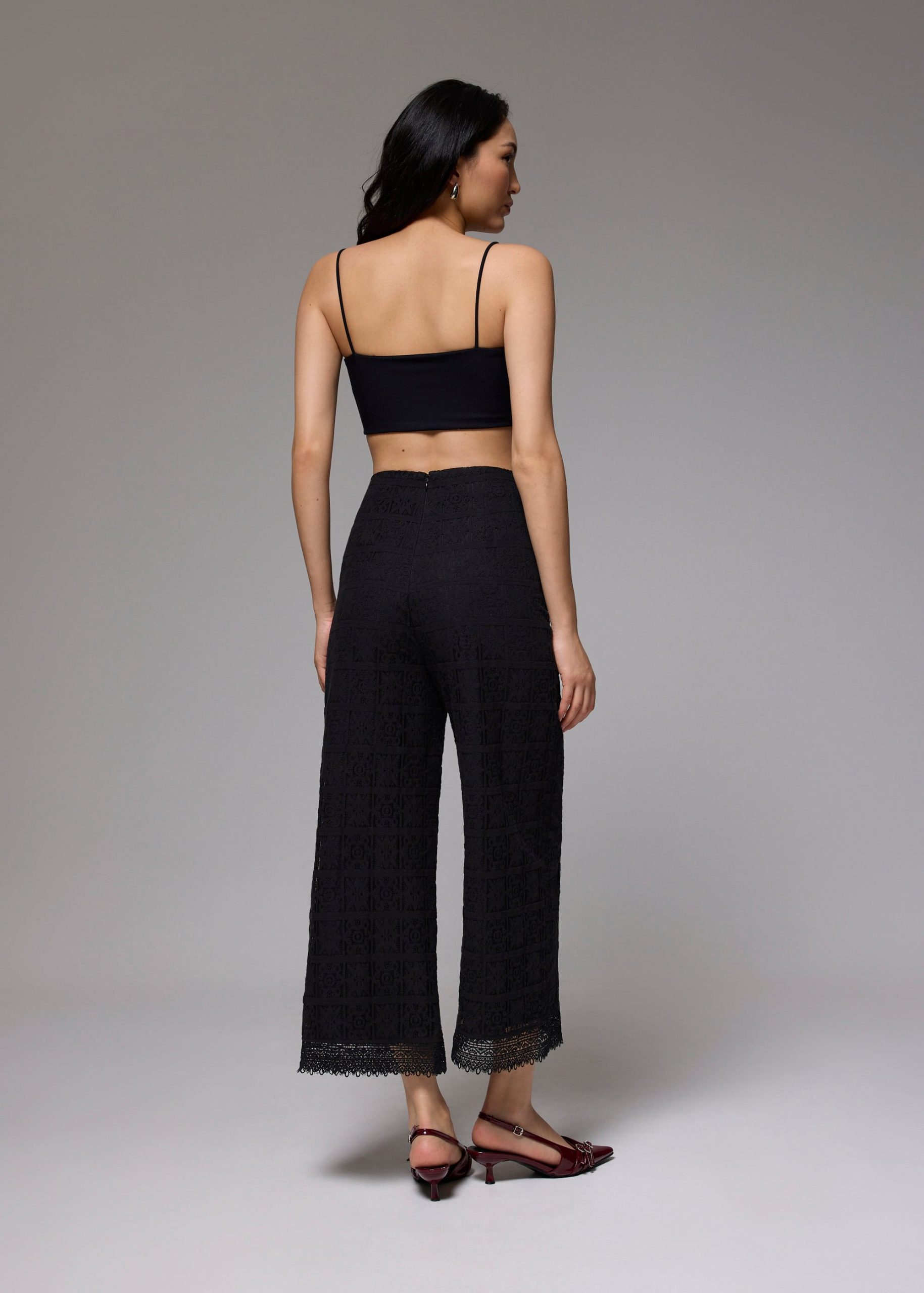 Lace High Waist Wide Leg Culottes - Image 7