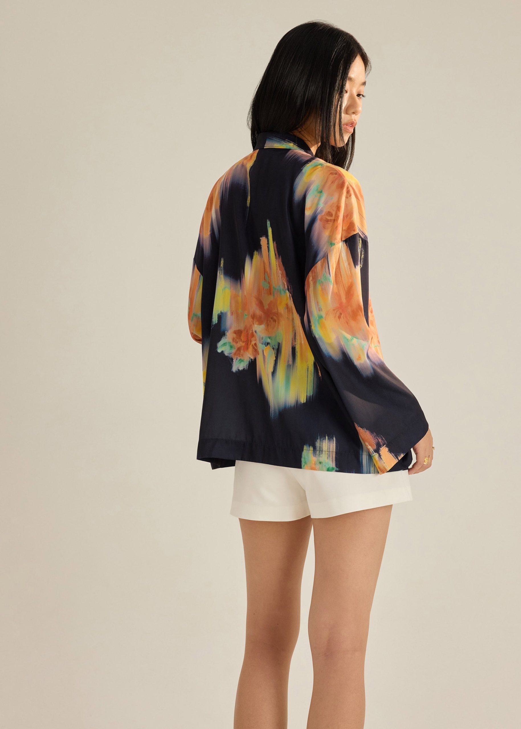 Oversized Front Tie Top in Summer Haze - Image 4