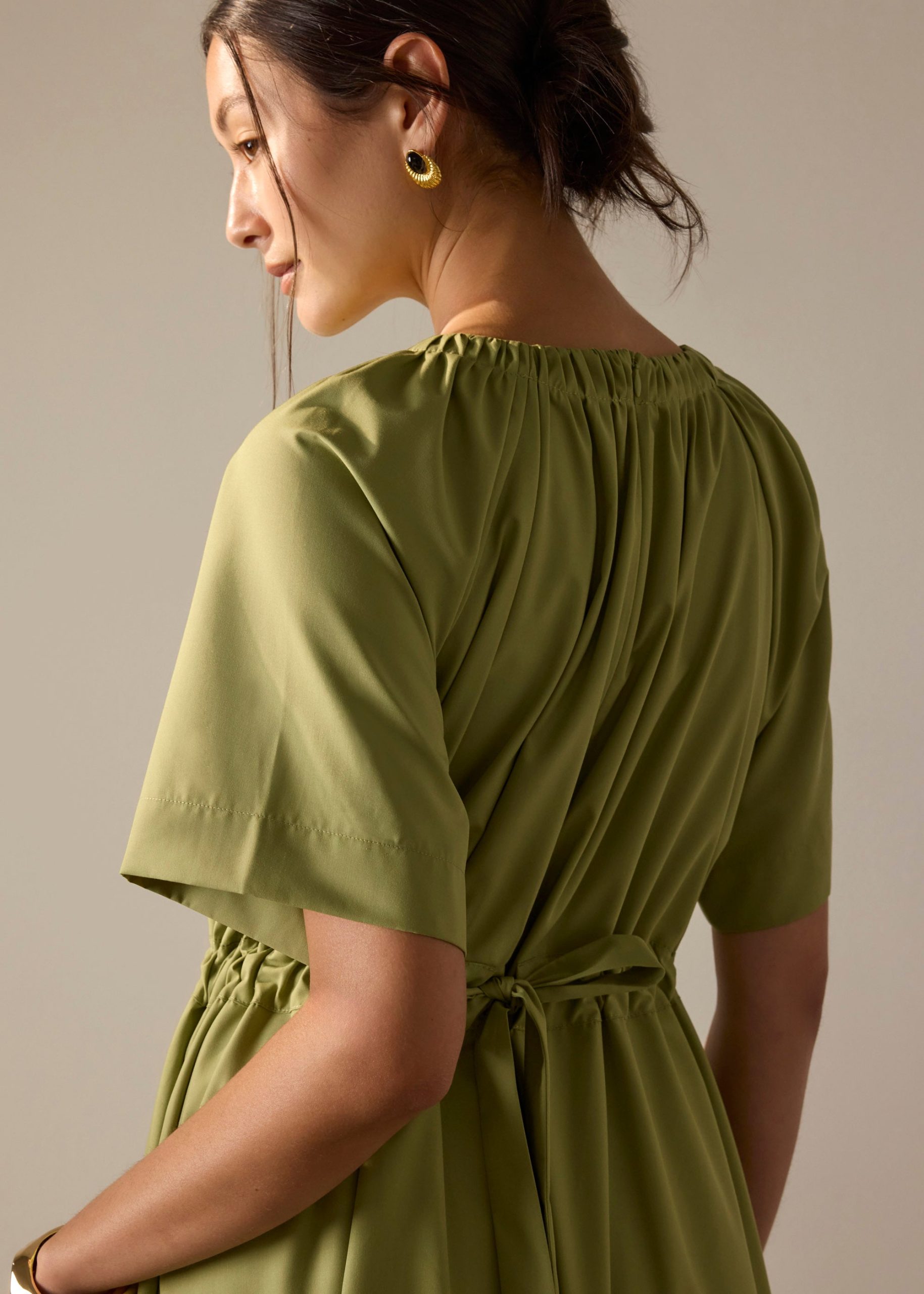 Fit & Flare Midi Dress With Sash - Image 9