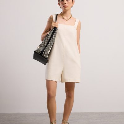 Relaxed Chambray Cutout Romper