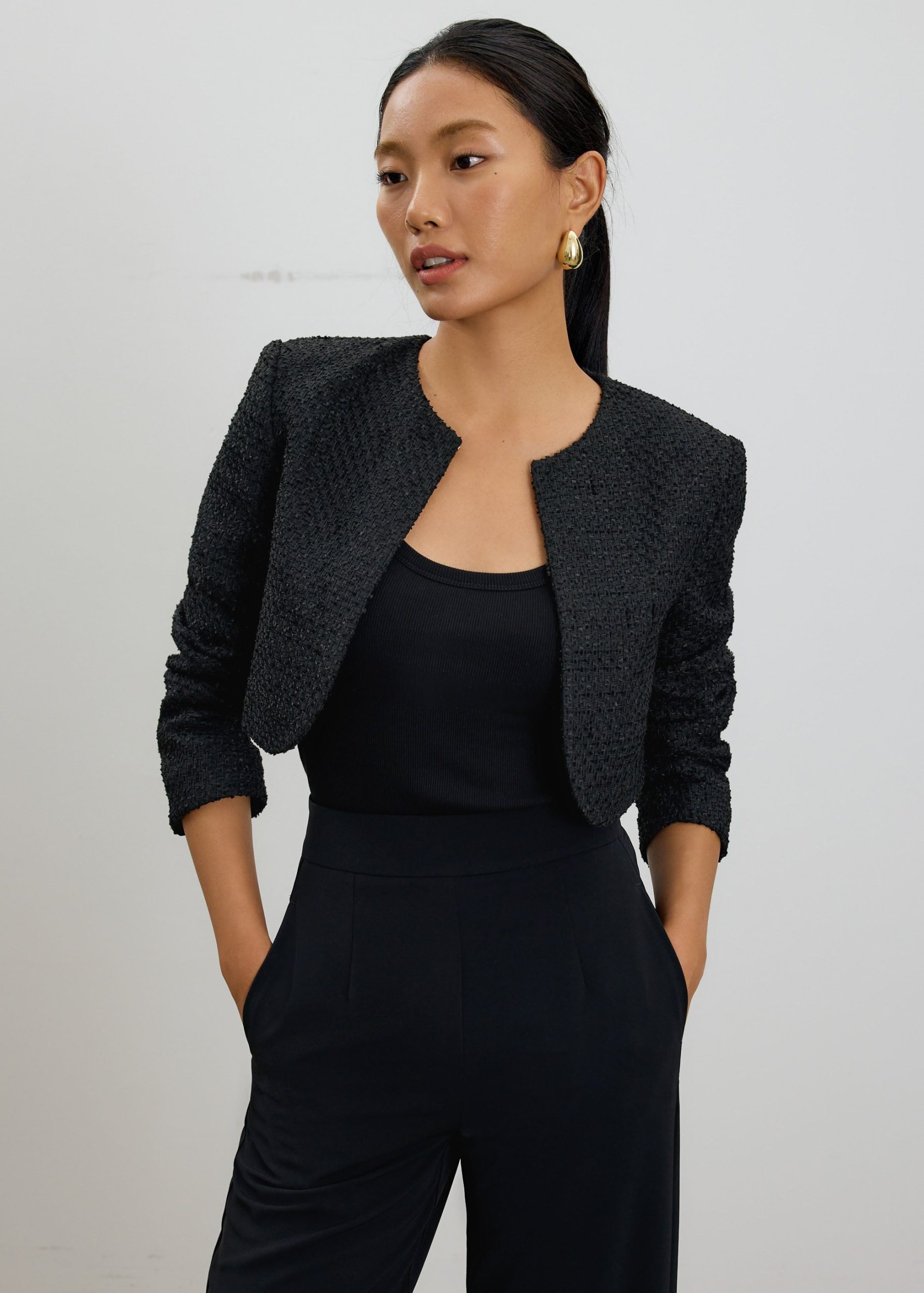 RuchedReady® Fumiko Ribbon Tweed Crop Jacket - Image 2