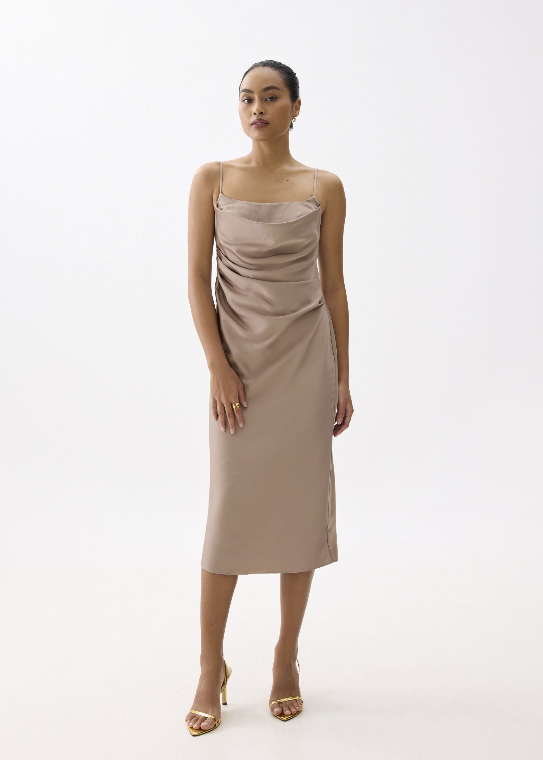 BraFree by LB Esme Satin Column Drape Midi Dress - Image 17