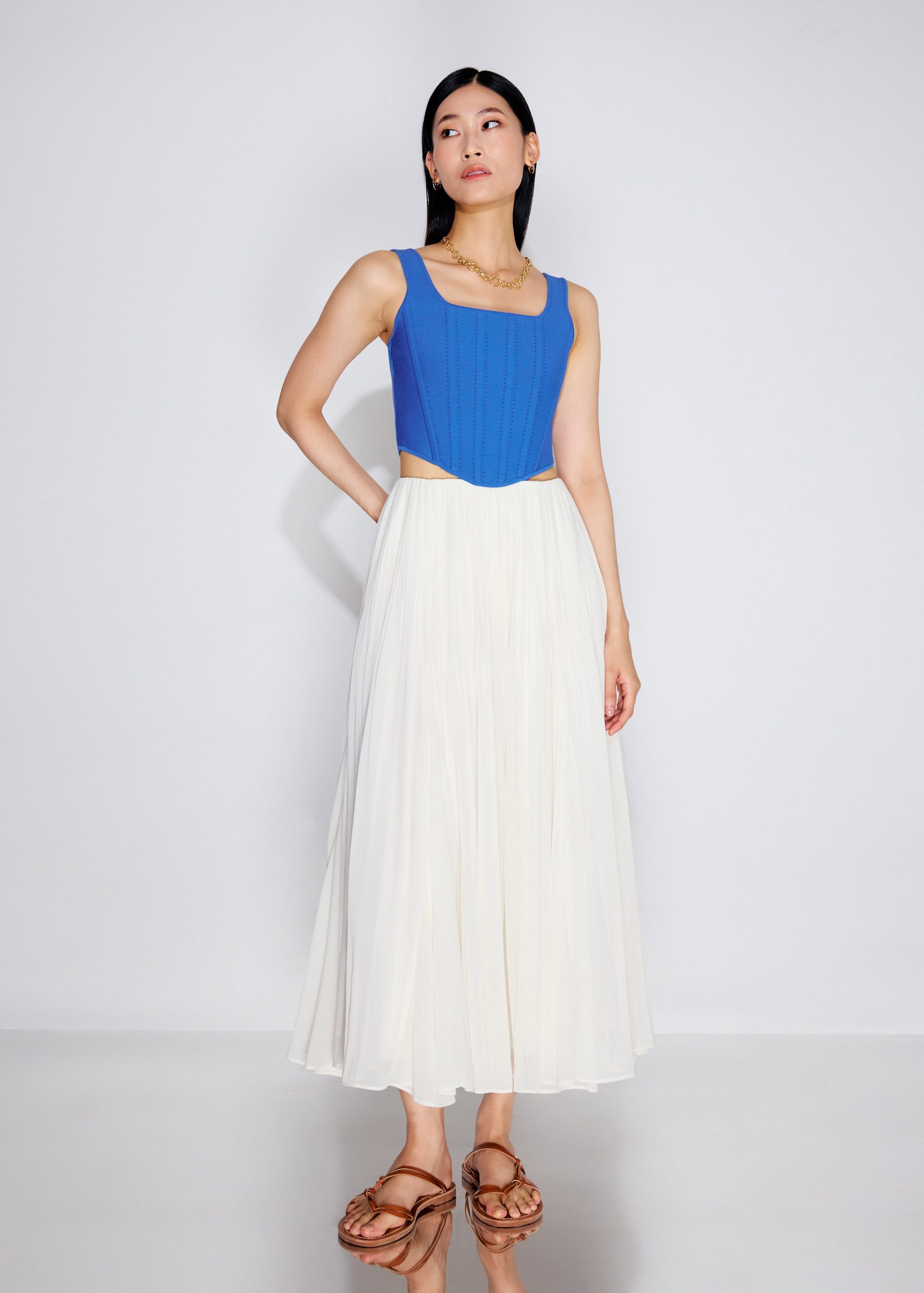 Knit Square Neck Fitted Crop Bustier Top - Image 12
