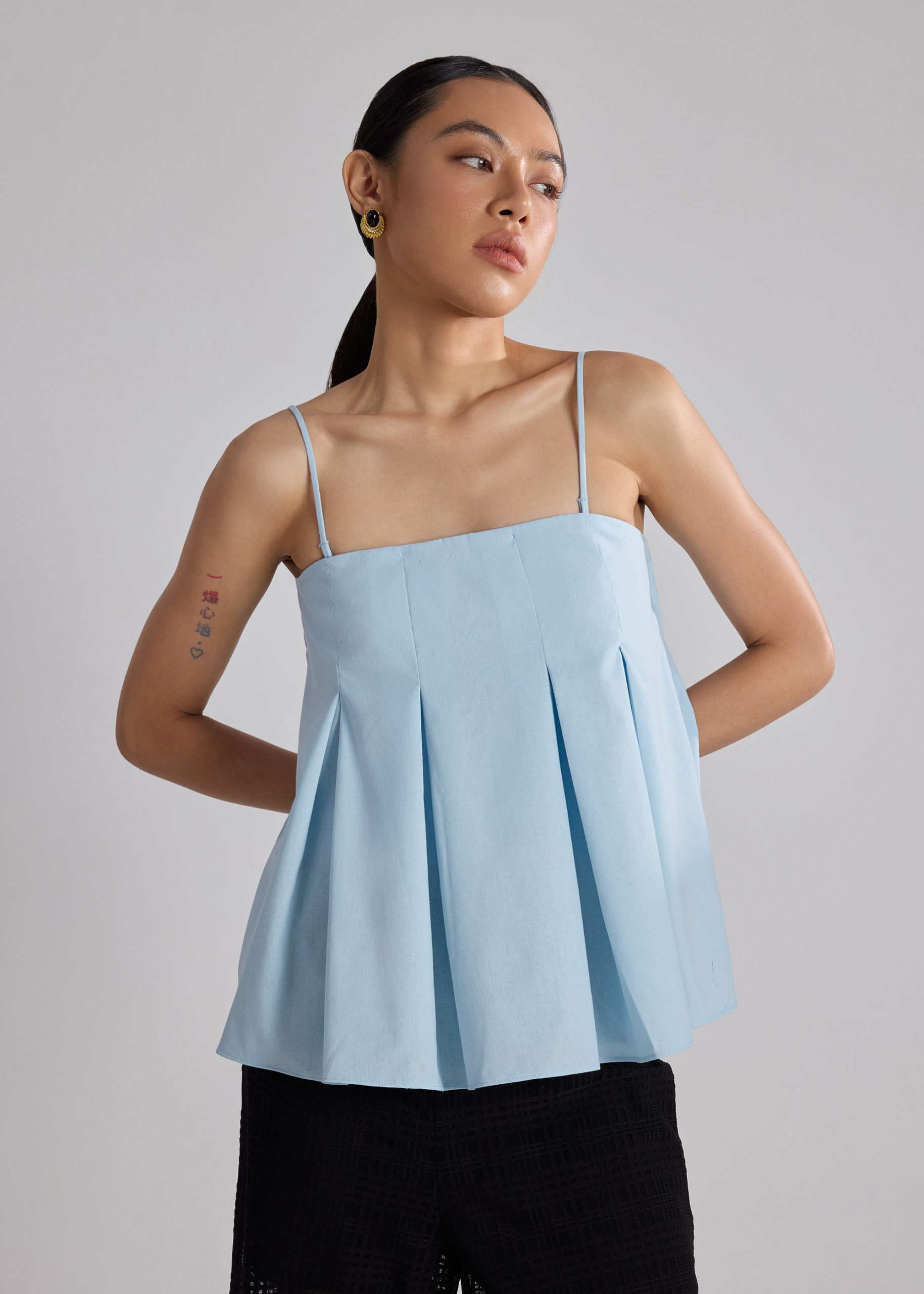 Box Pleat Top With Detachable Straps - Image 3
