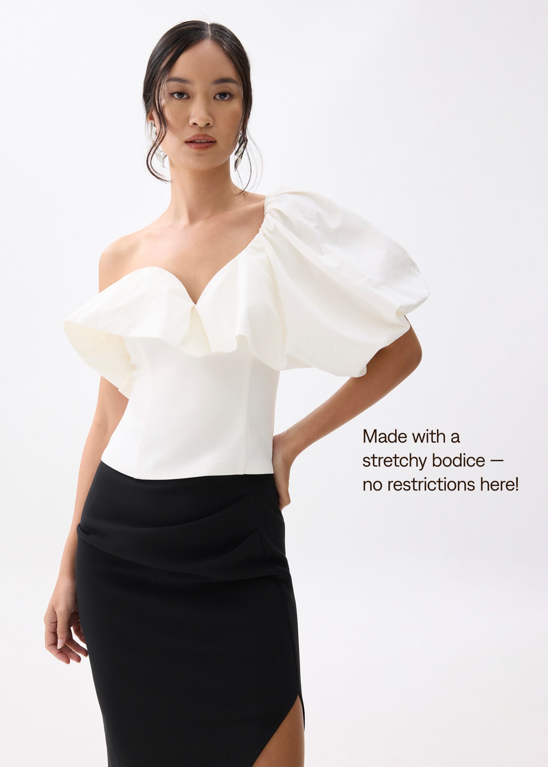 BraFree by LB Asymmetric Puff Sleeve Top - Image 14