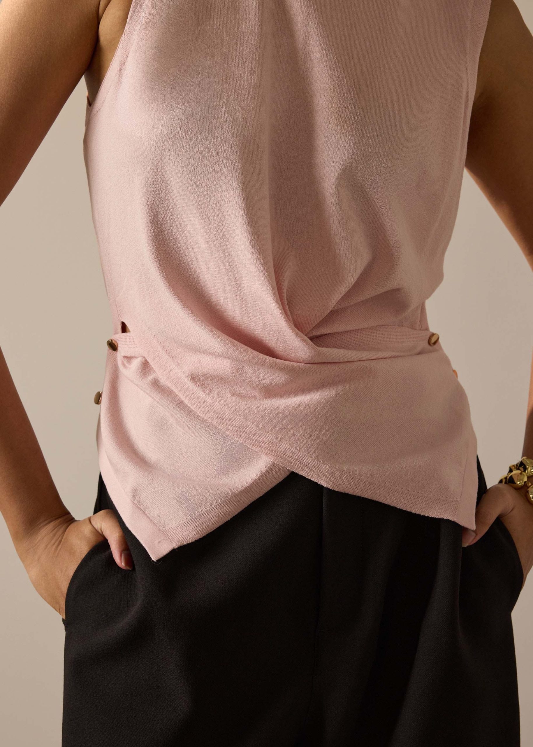 Tasya Knit Cross Over Round Neck Tank Top - Image 7