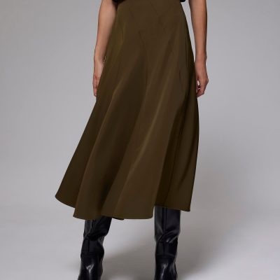 Elastic High Waist Asymmetric Panel Midaxi Skirt