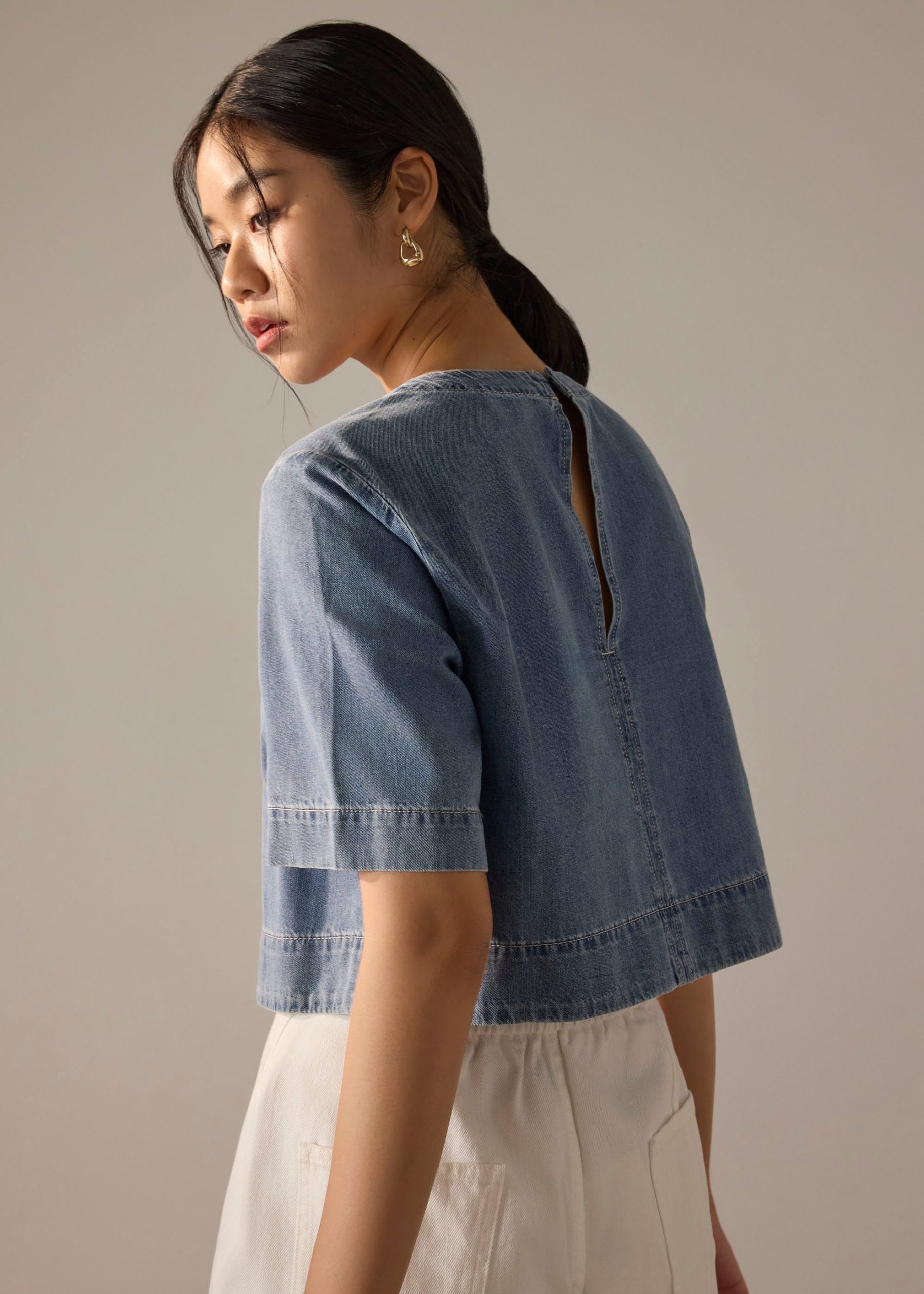 Denim Boxy Shell Top - Image 10