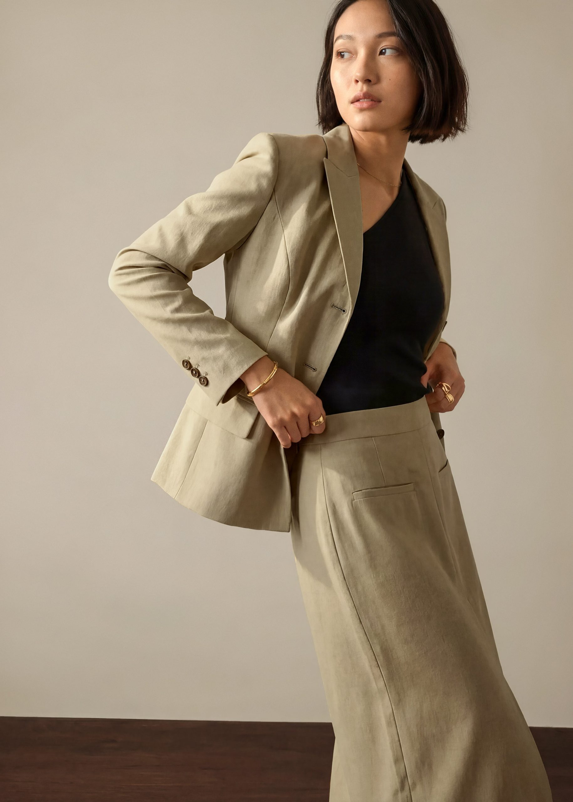 RuchedReady® Bianca Melange Peplum Blazer - Image 13