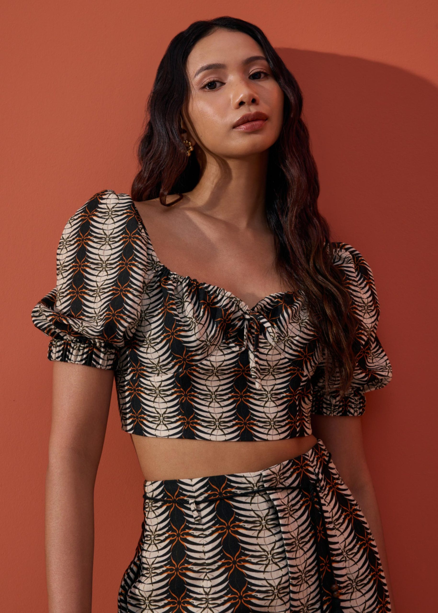 Puff Sleeve Crop Top in Oasis Flow - Image 6