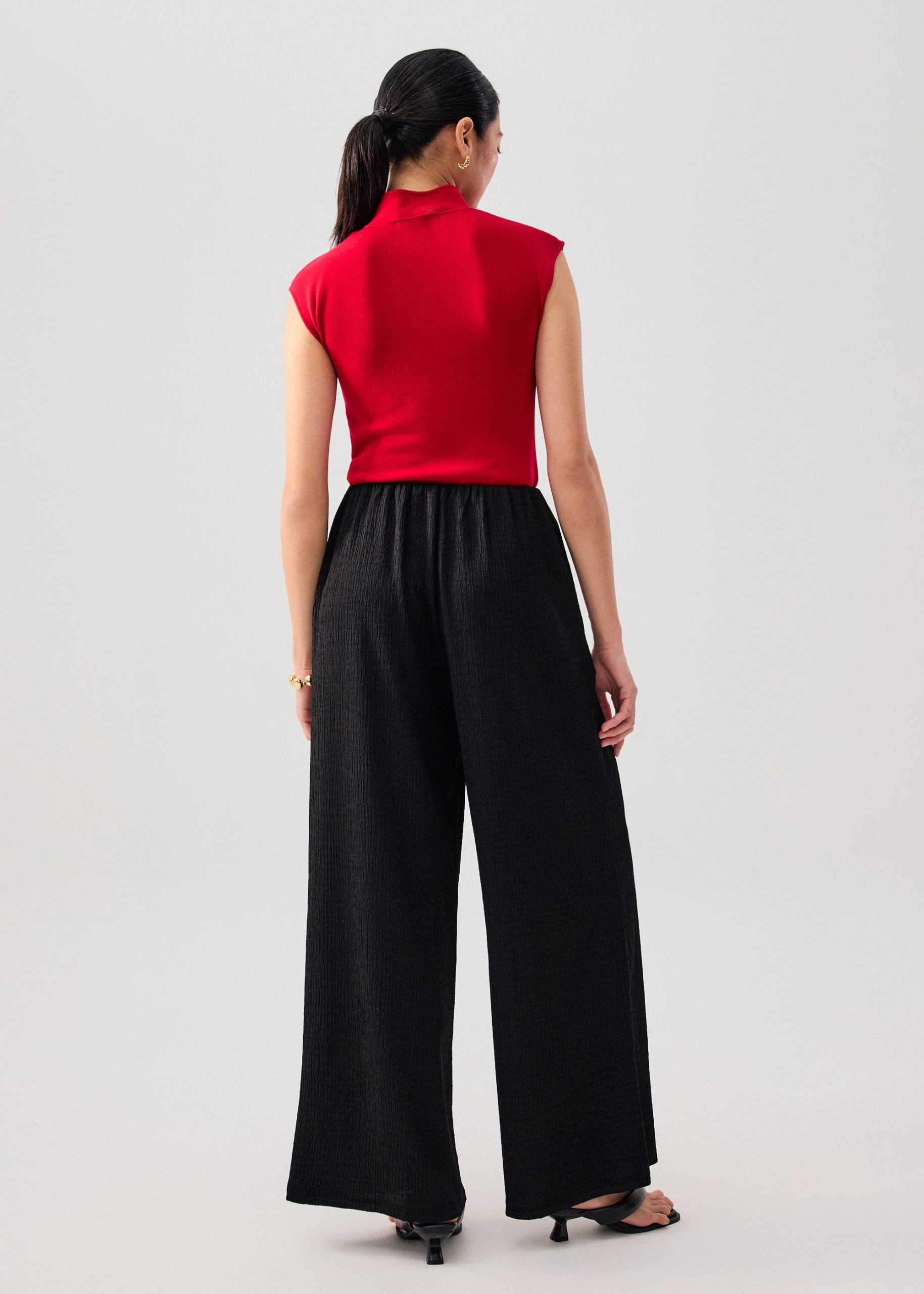 Elastic Crinkled Jersey Wide Leg Pants - Image 5
