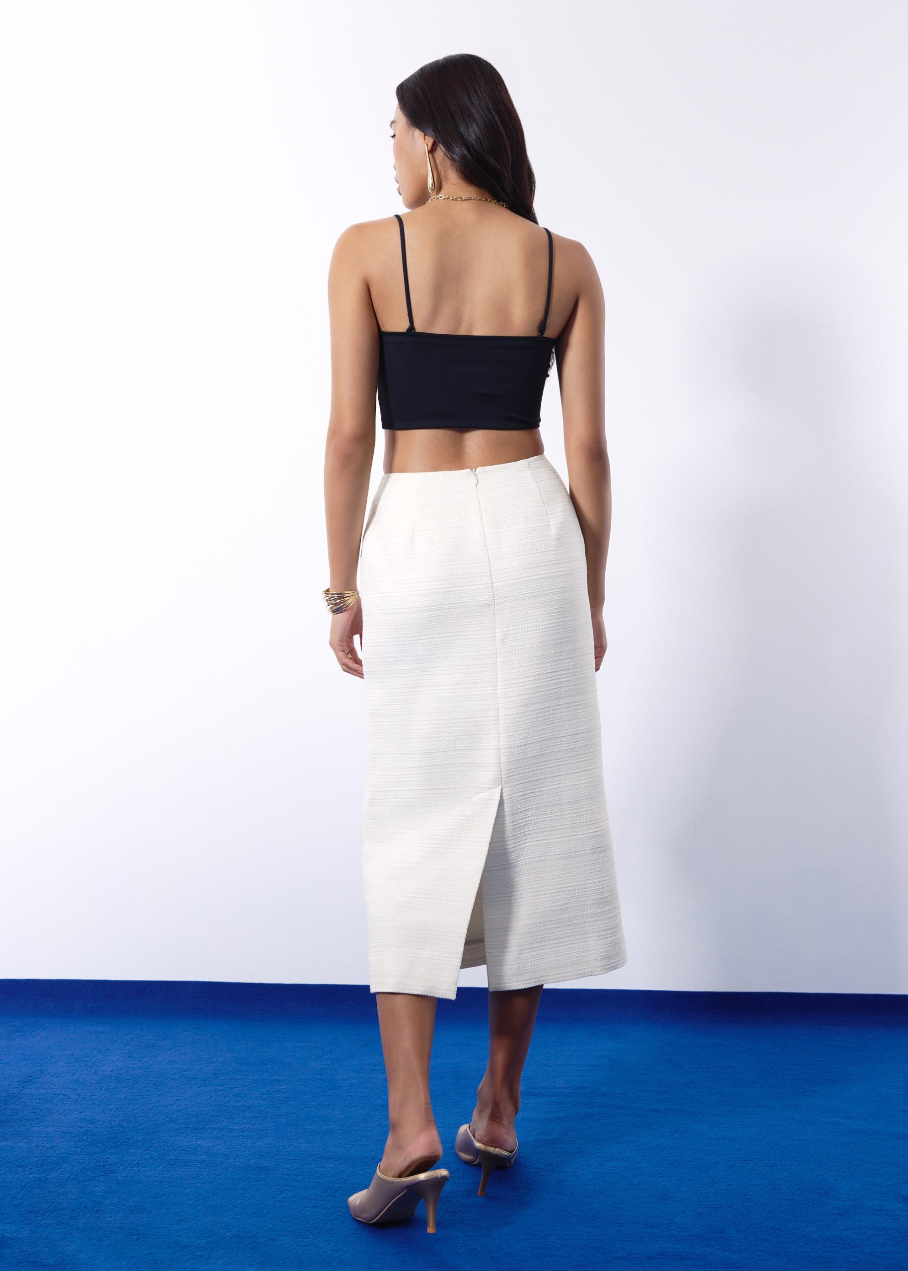 Amelia Jacquard Tweed Column Midi Skirt - Image 11