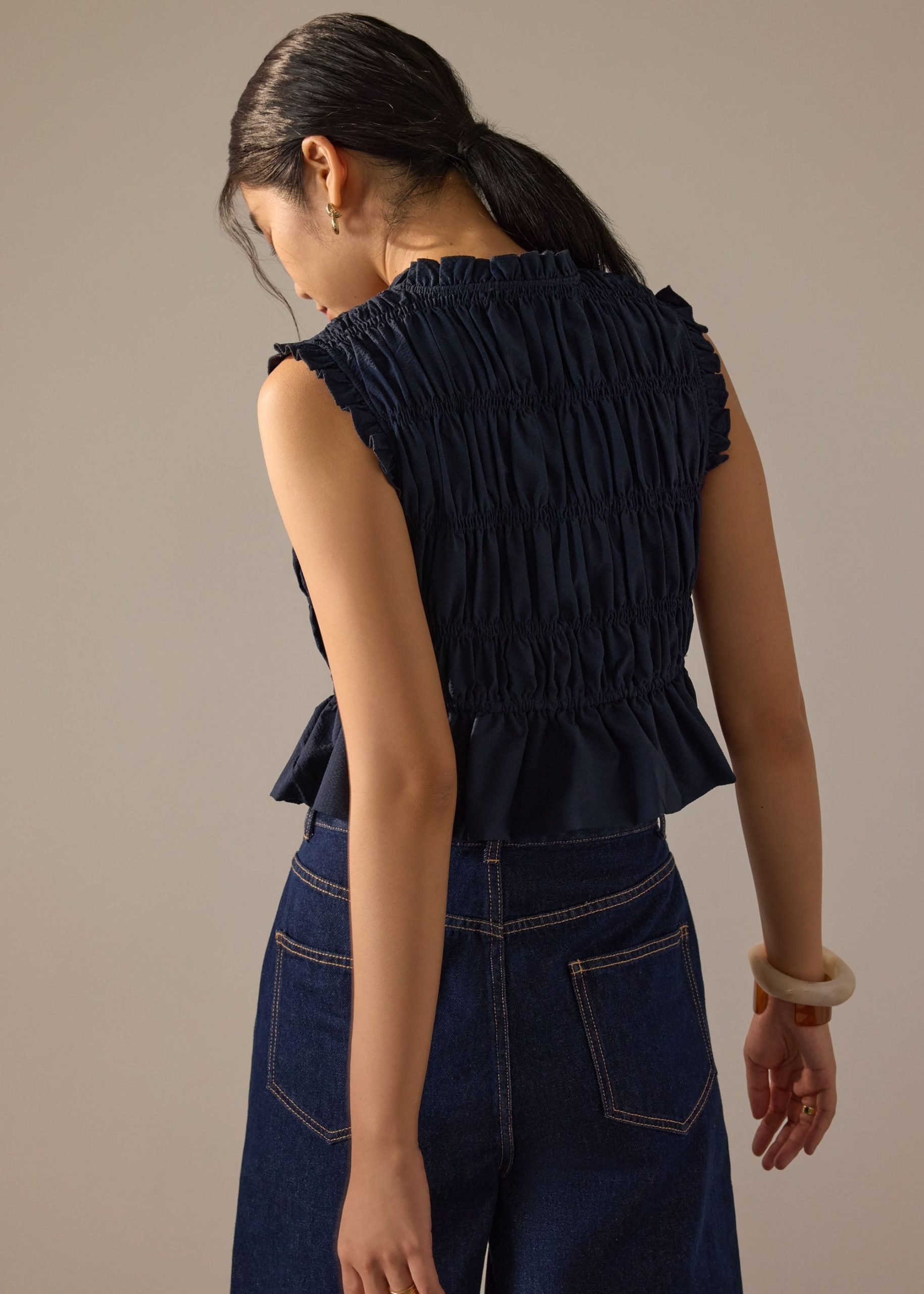 Smocked Fitted Peplum Top - Image 6