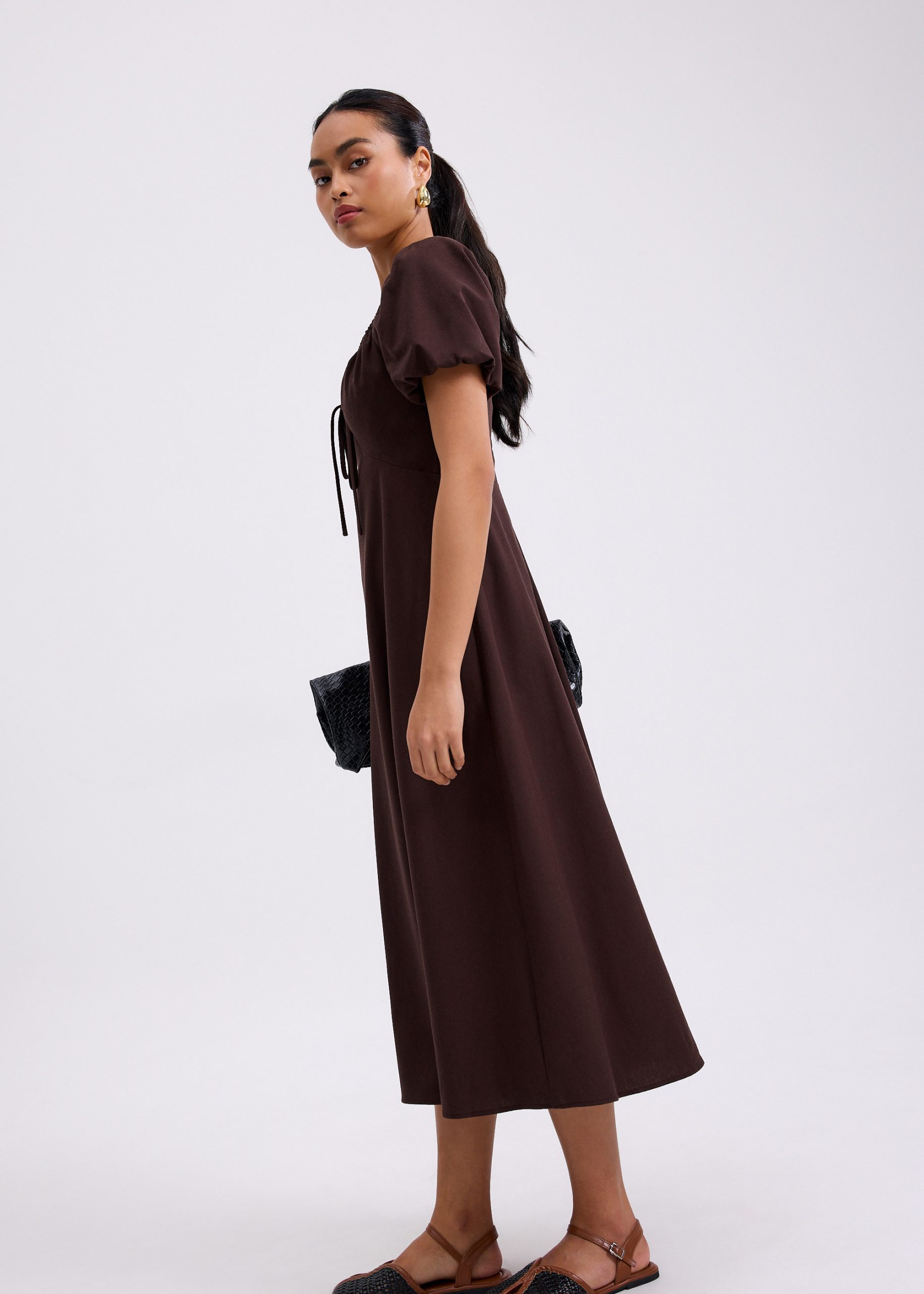 BraFree by LB Linen Sweetheart Puff Sleeve Midaxi Dress - Image 8