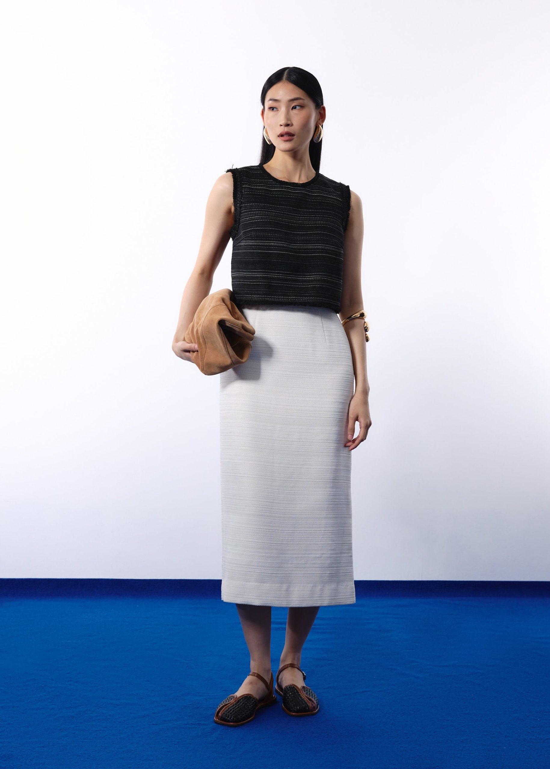 Maxine Jacquard Tweed Sleeveless Boxy Shell Top - Image 6