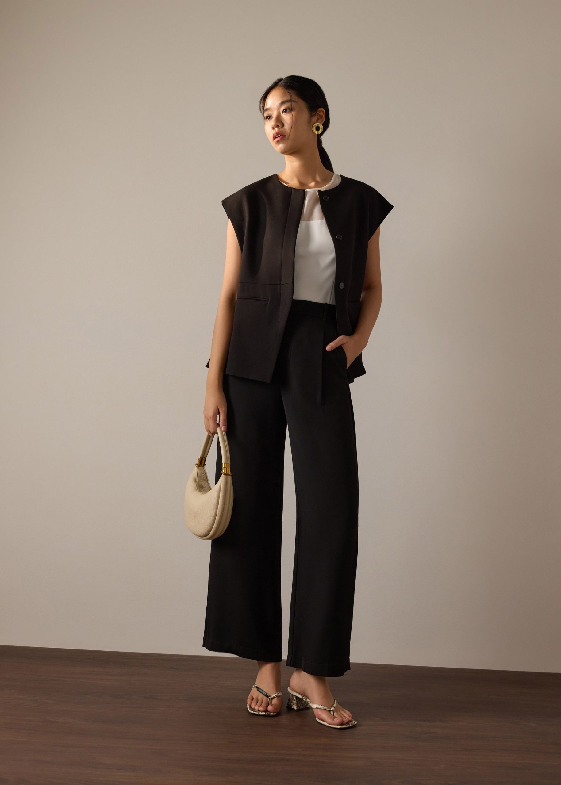 Leggy??Alma Elastic Crepe High Waist Straight Leg Pants - Image 2