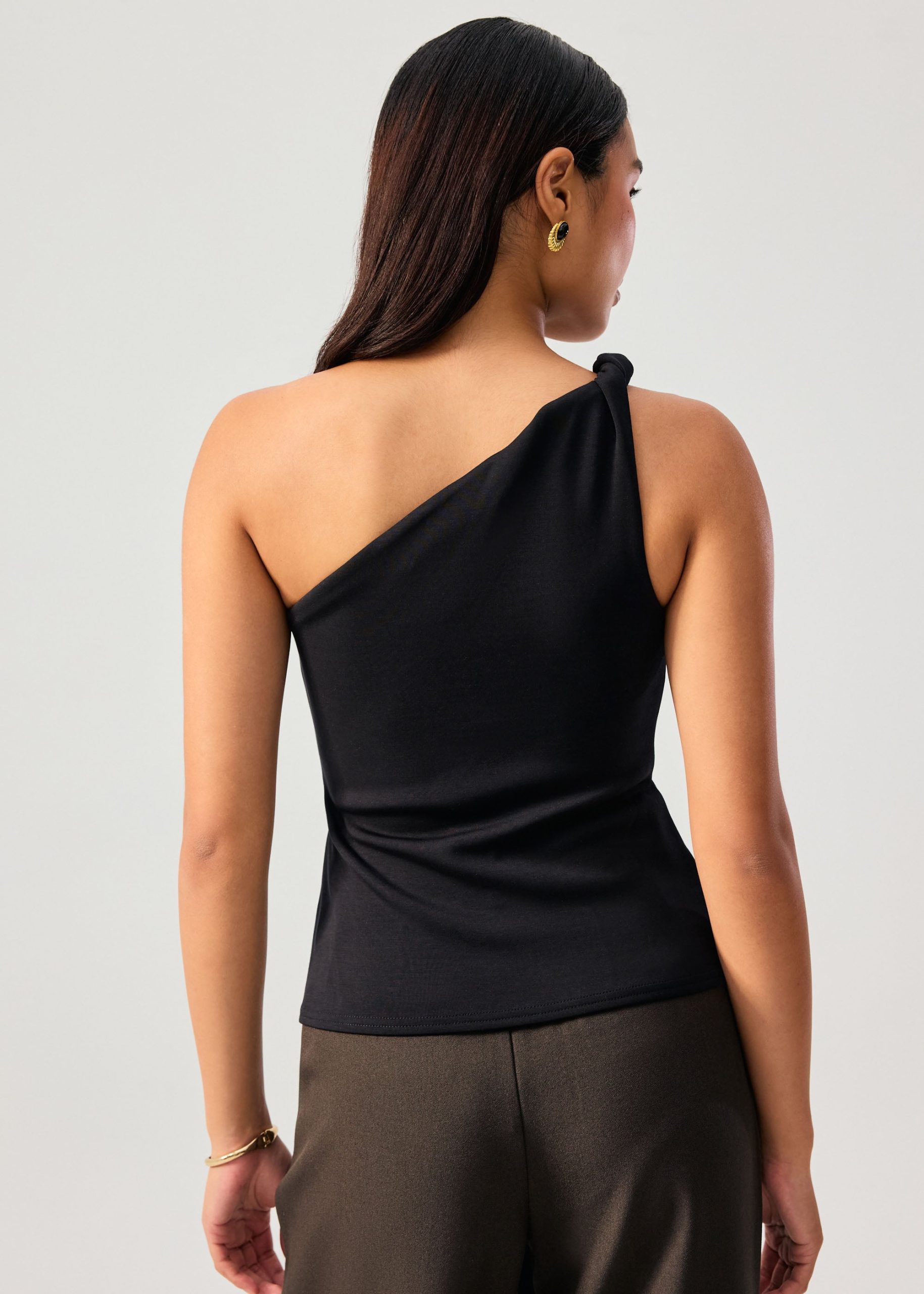 Tencel Shoulder Twist Toga Fitted Top - Image 4