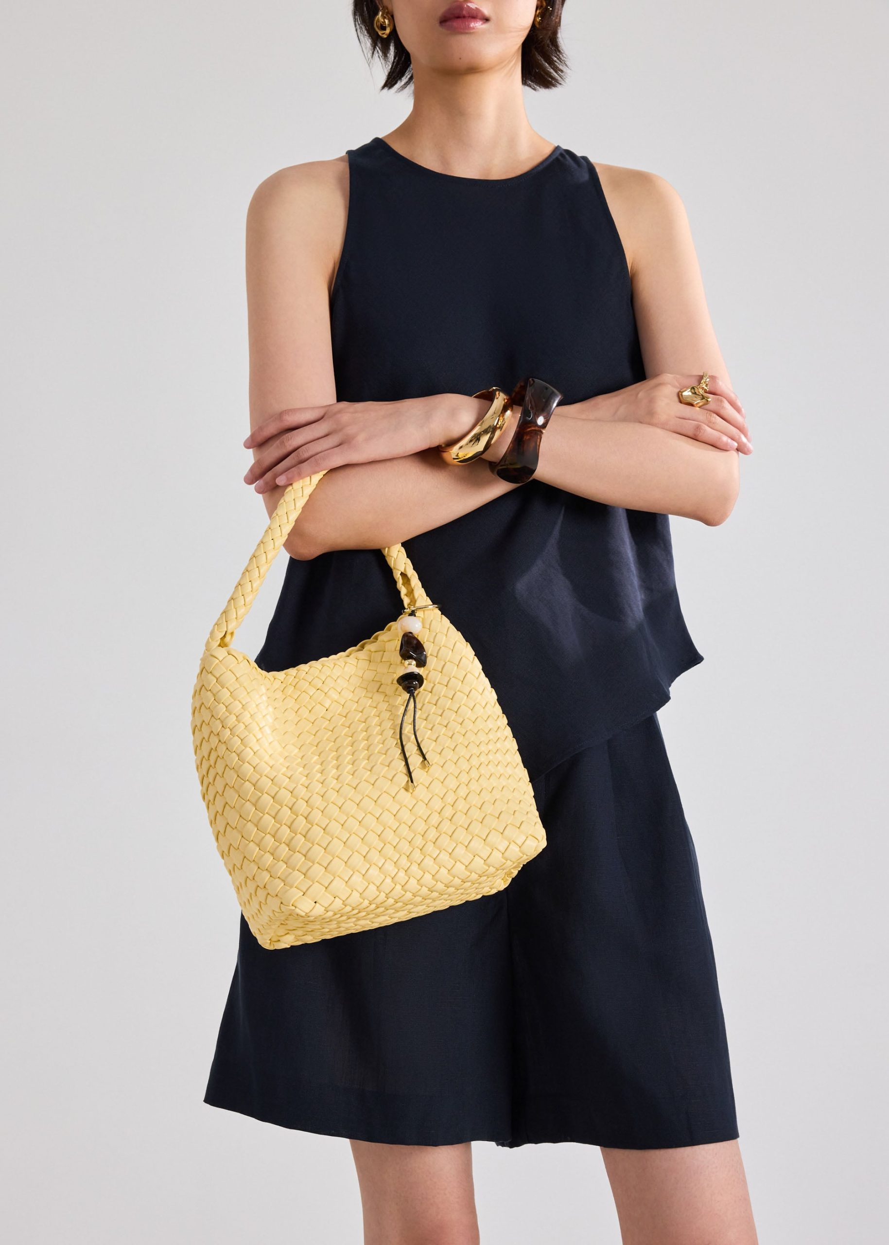 Woven Vegan Leather Hobo Bag - Image 11