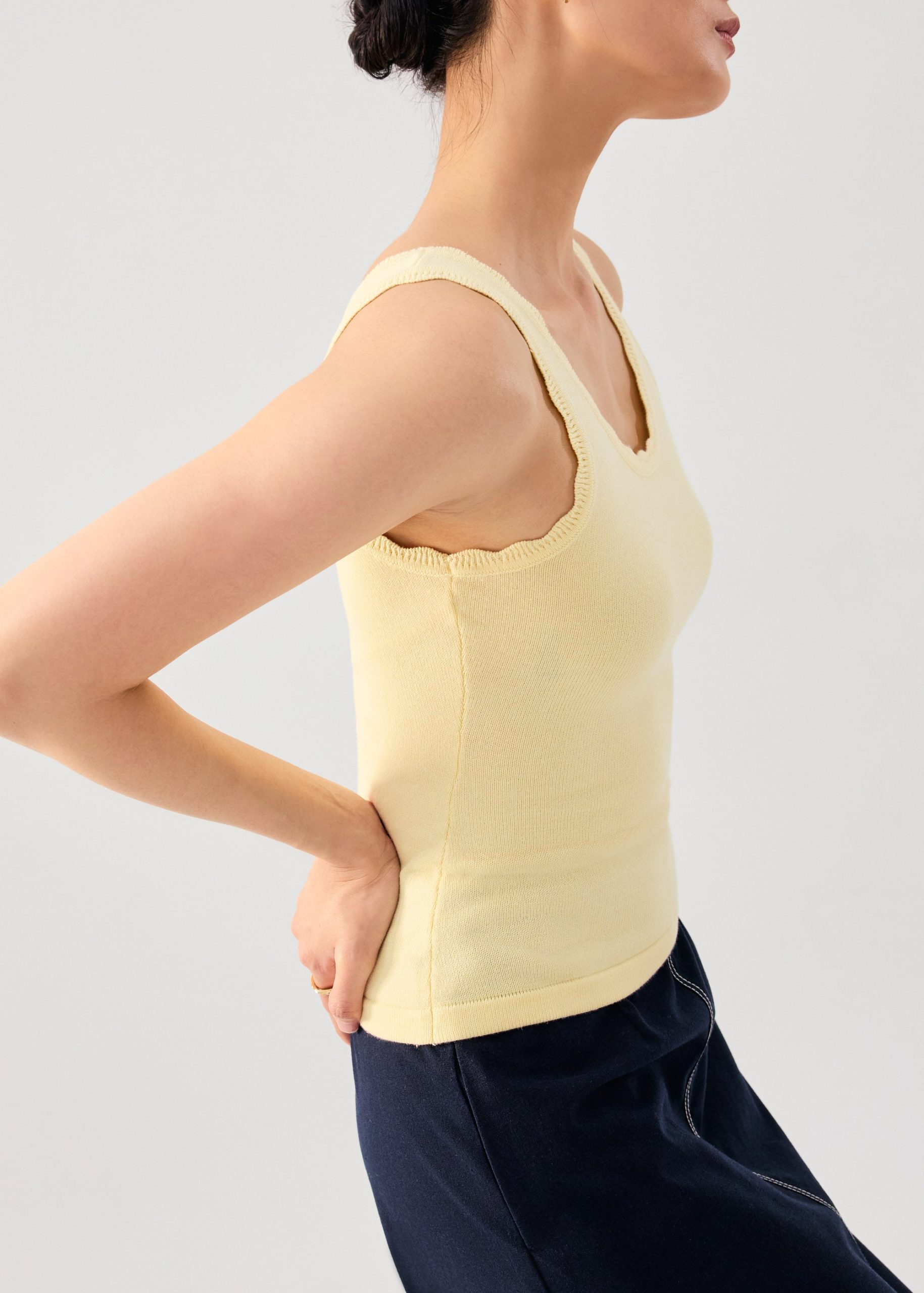 Rue Knit Scoop Neck Scallop Edge Tank Top - Image 33