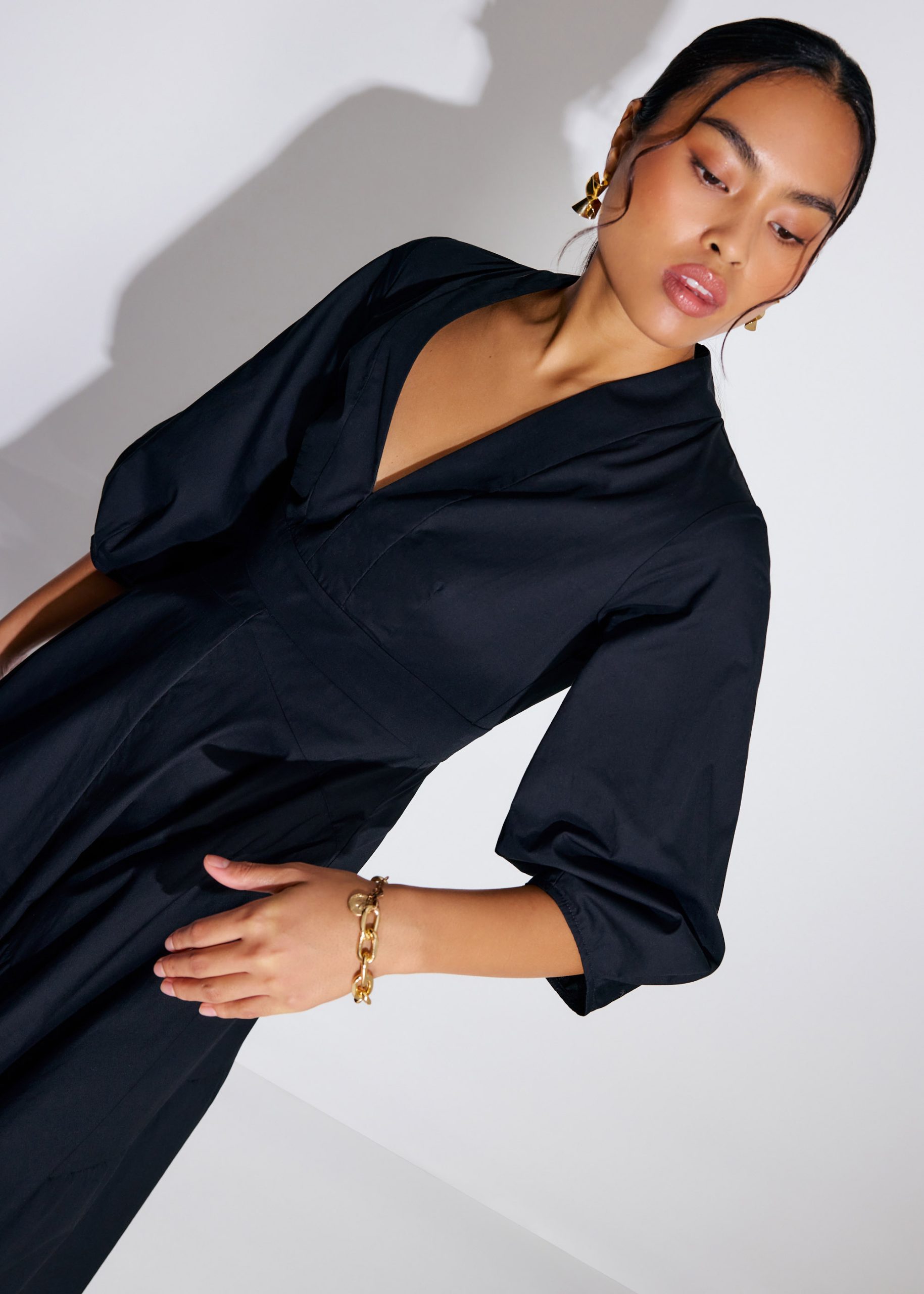 Cotton Panelled Fit & Flare Midaxi Dress - Image 6