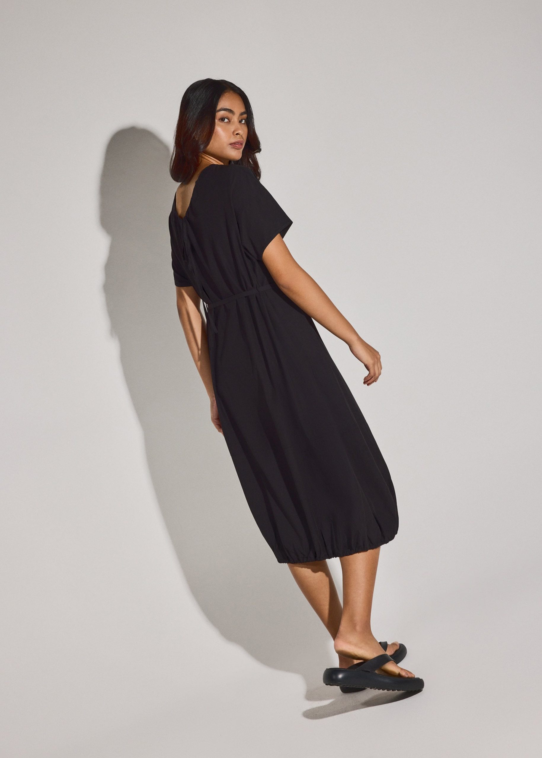 Multi-way Cotton Drawstring Cocoon Midaxi Dress - Image 2
