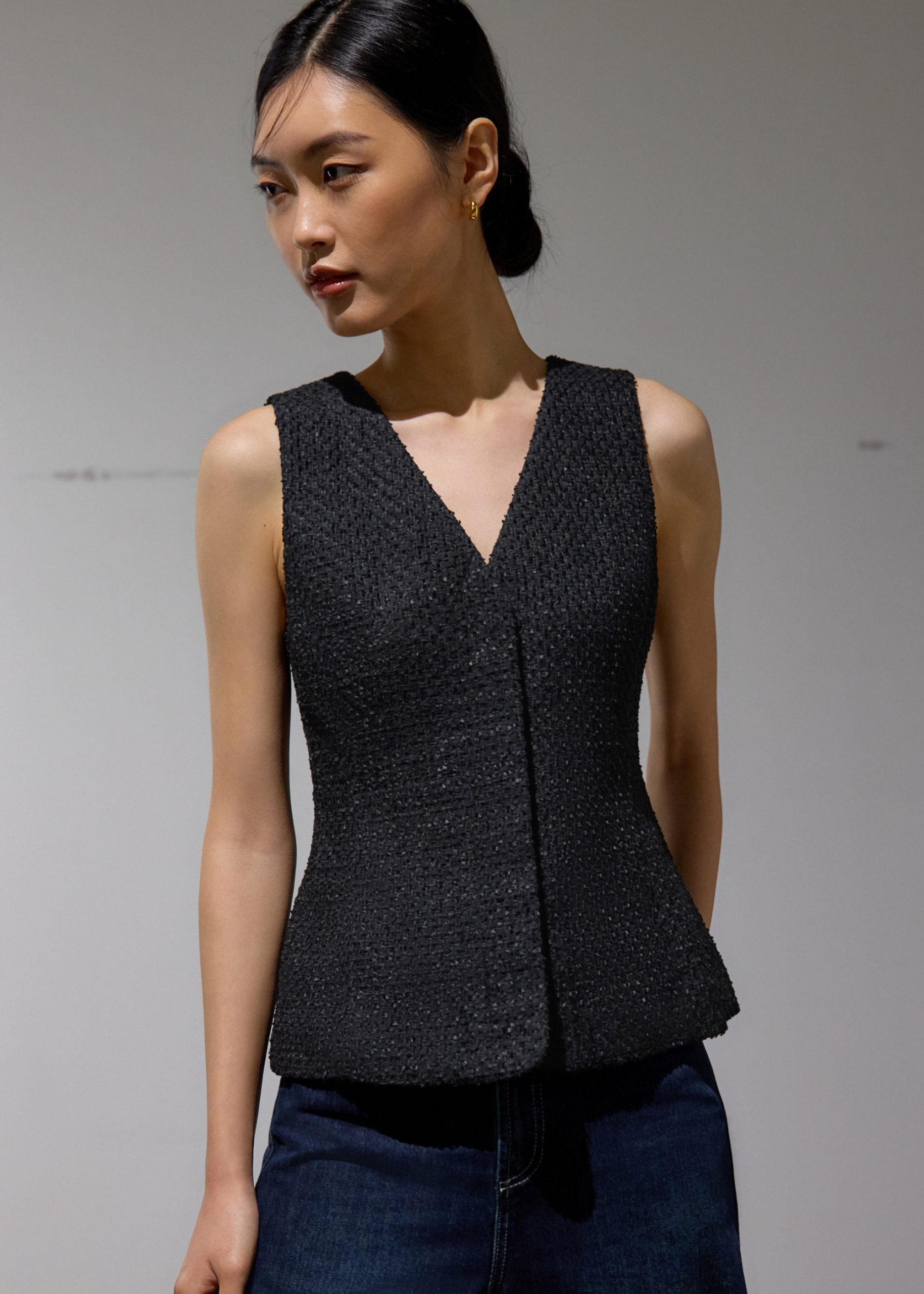 Fumiko Ribbon Tweed Vest Top - Image 5