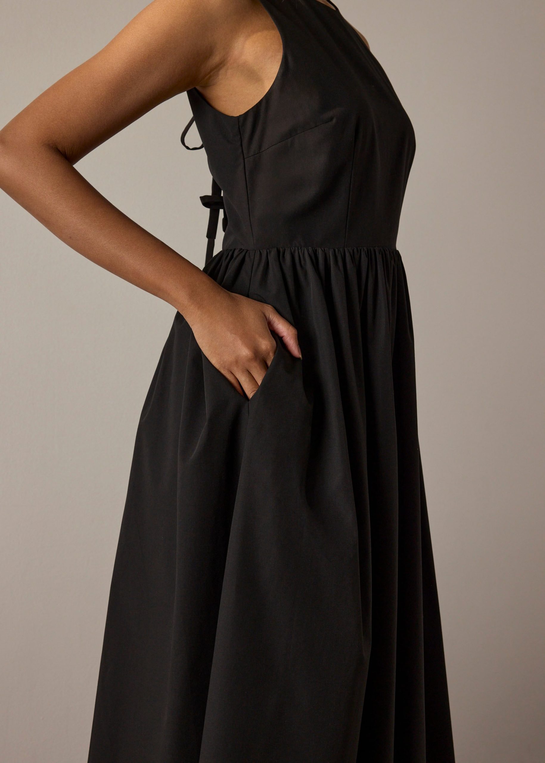 Cotton Open Back Tie Dress - Image 5