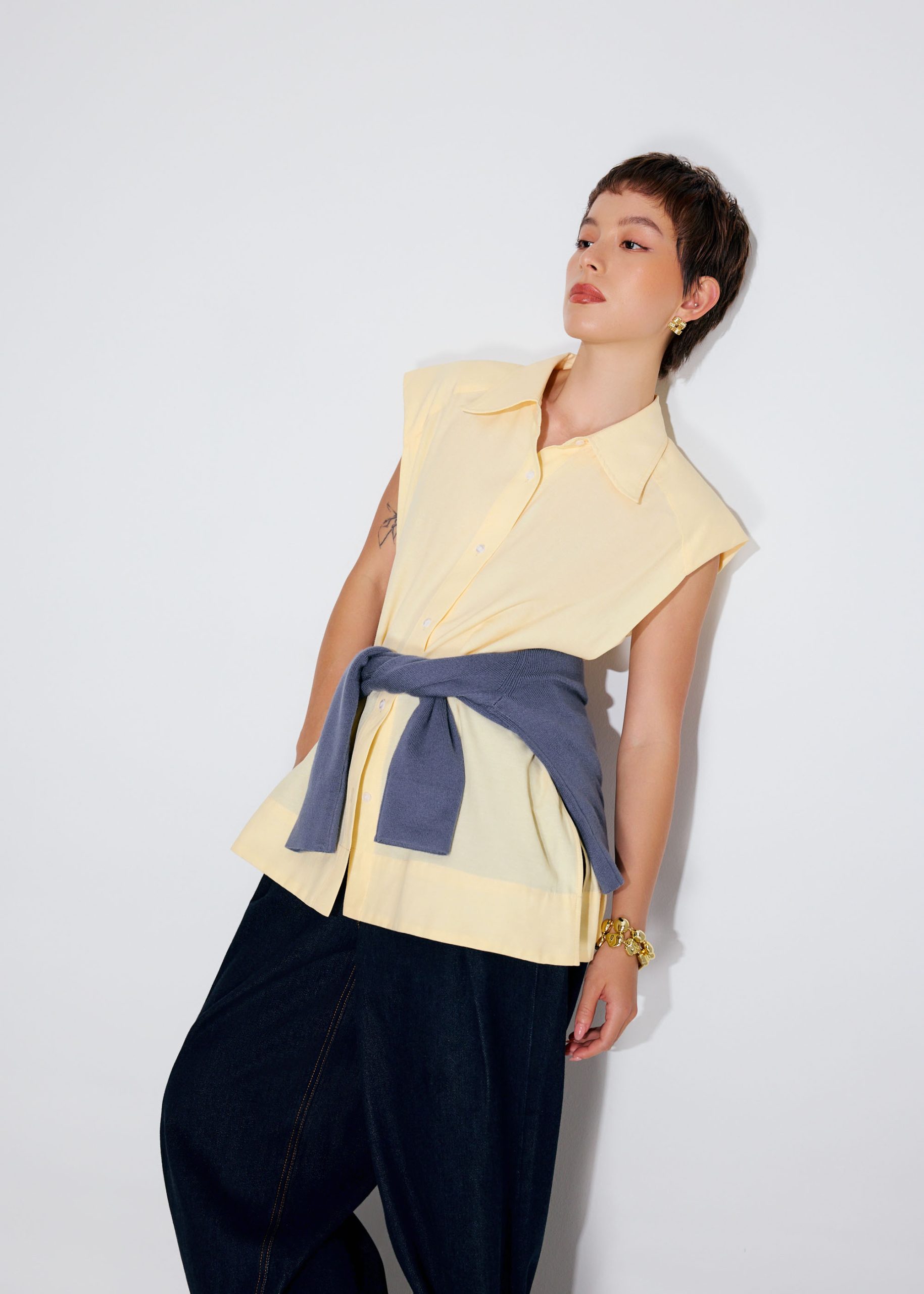 Relaxed Cotton Long Button Down Shirt - Image 15
