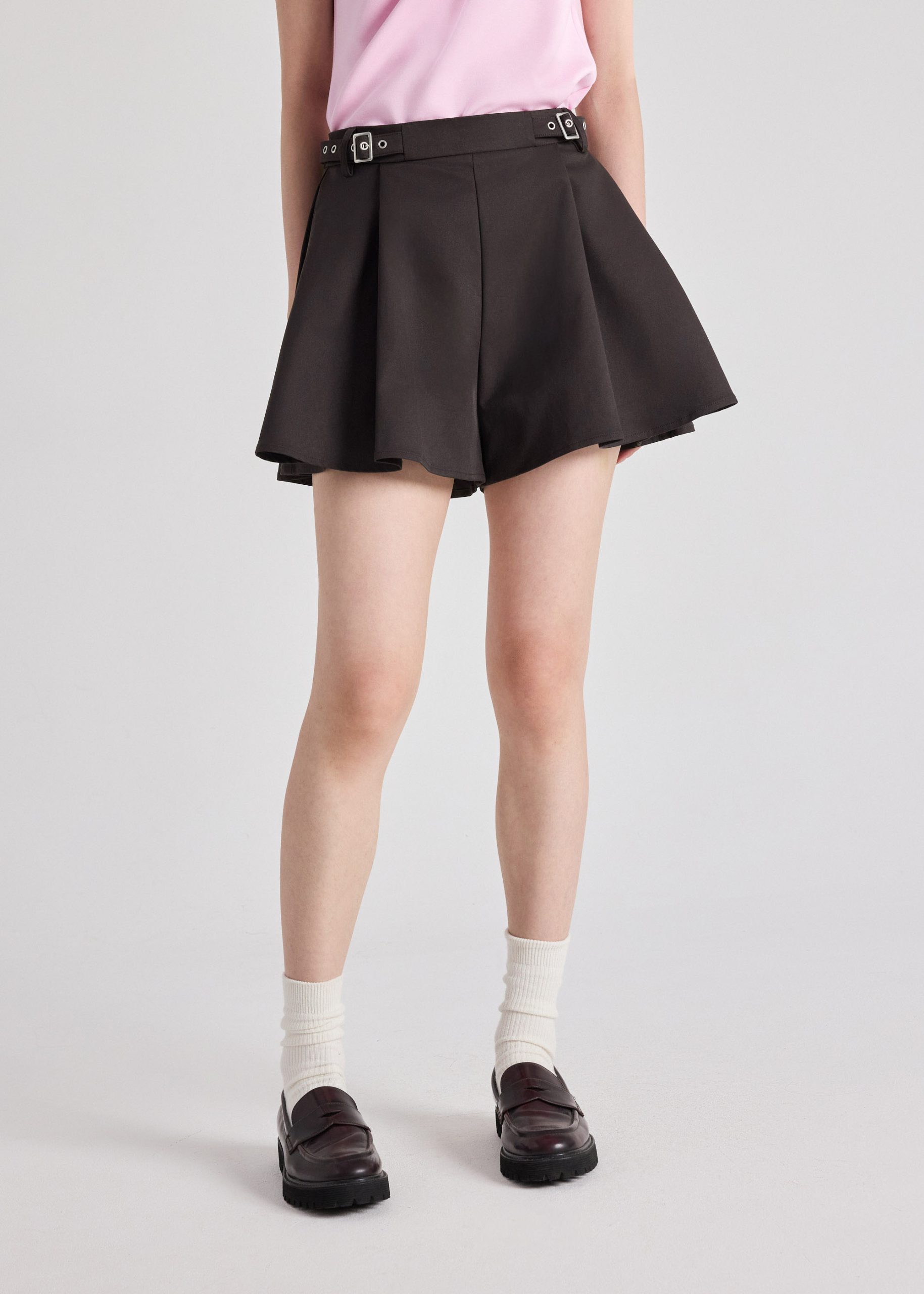 Buckle Belt Flare Shorts - Image 9