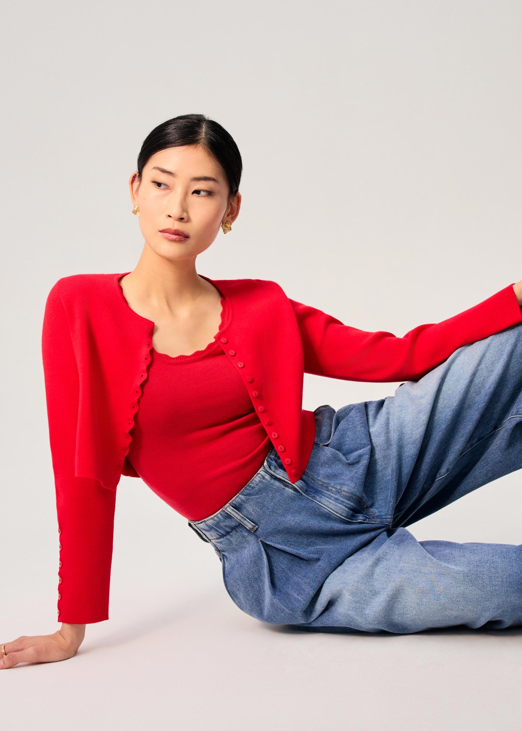 Malee Boxy Knit Scallop Edge Cardigan - Image 21