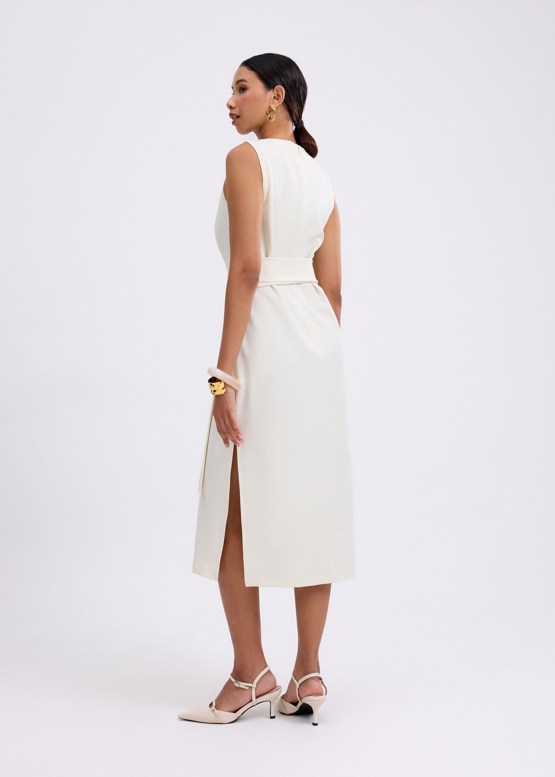 Poppy Round Neck Column Midi Dress - Image 5