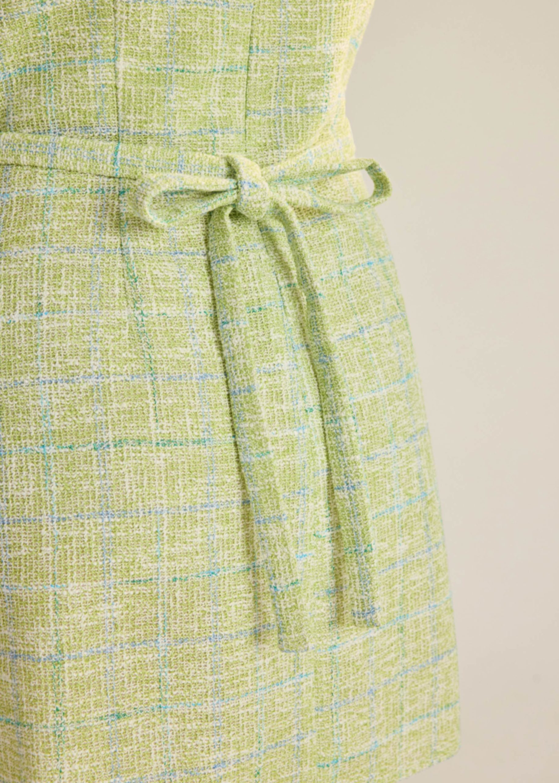 Tweed A-Line Dress With Sash - Image 3