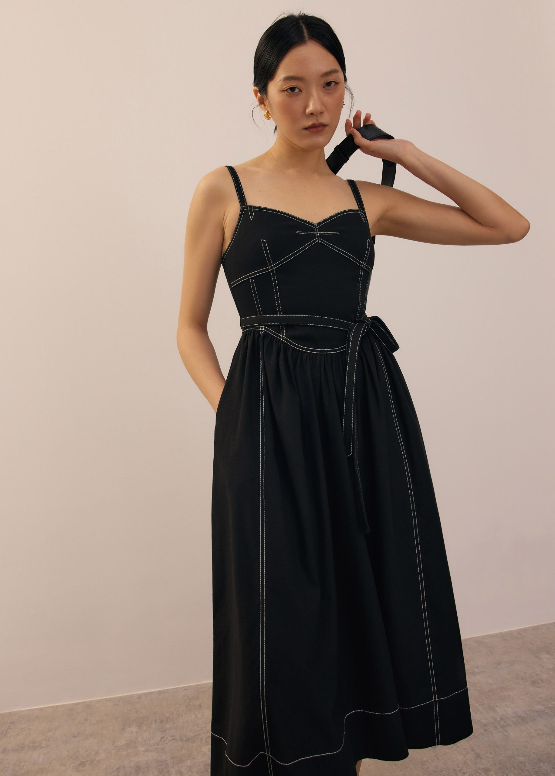 Detachable Sash Sweetheart Fit & Flare Midi Dress - Image 5