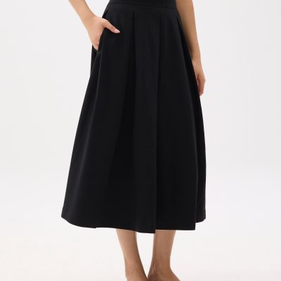 Lara Elastic Reversible Pleated Midi Skirt