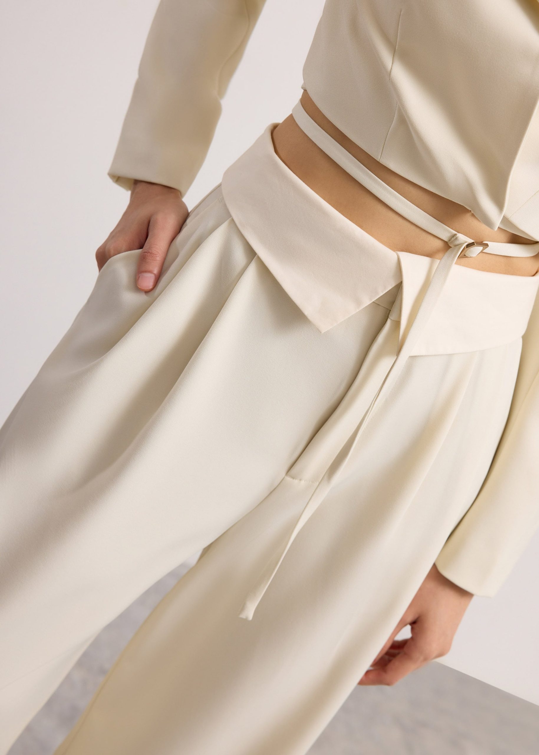 Detachable Waistband Flap Straight Leg Pants - Image 12