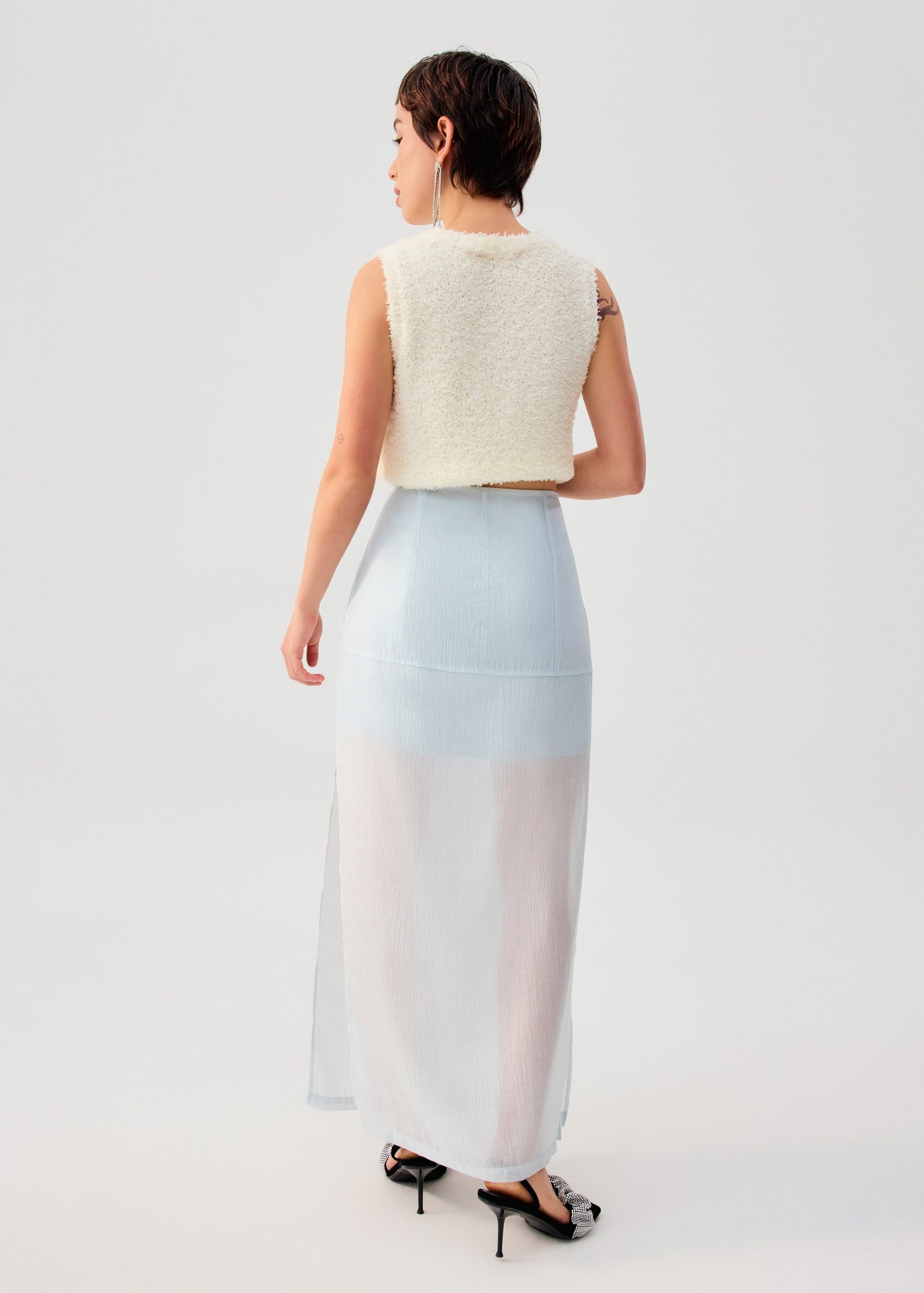 Sheer Lyocell Column Maxi Skirt - Image 5
