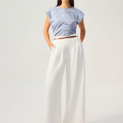 Leggy??Nadine Crepe Asymmetric Waistband Straight Leg Pants