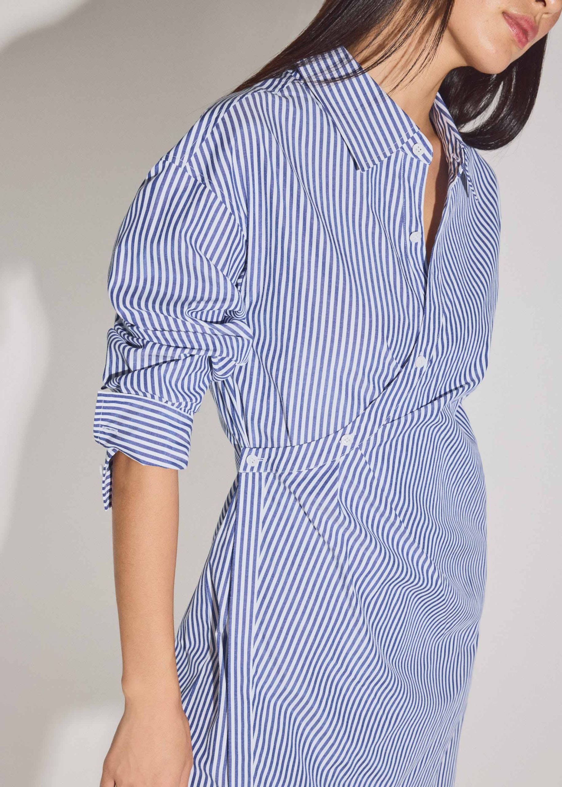 RuchedReady® Striped Cotton Collared A-line Mini Dress - Image 2
